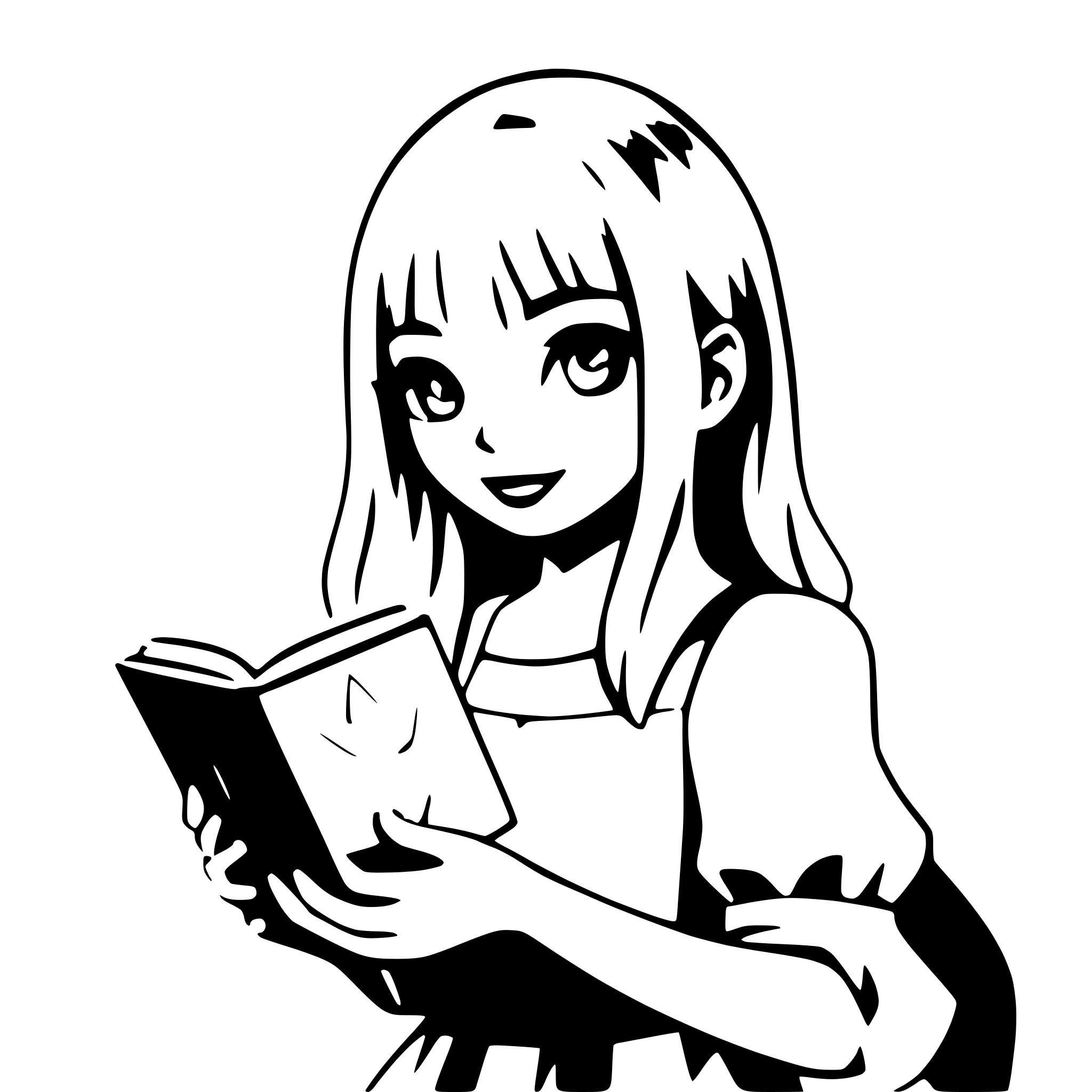 AI-generated SVG of 'girl with magical book'