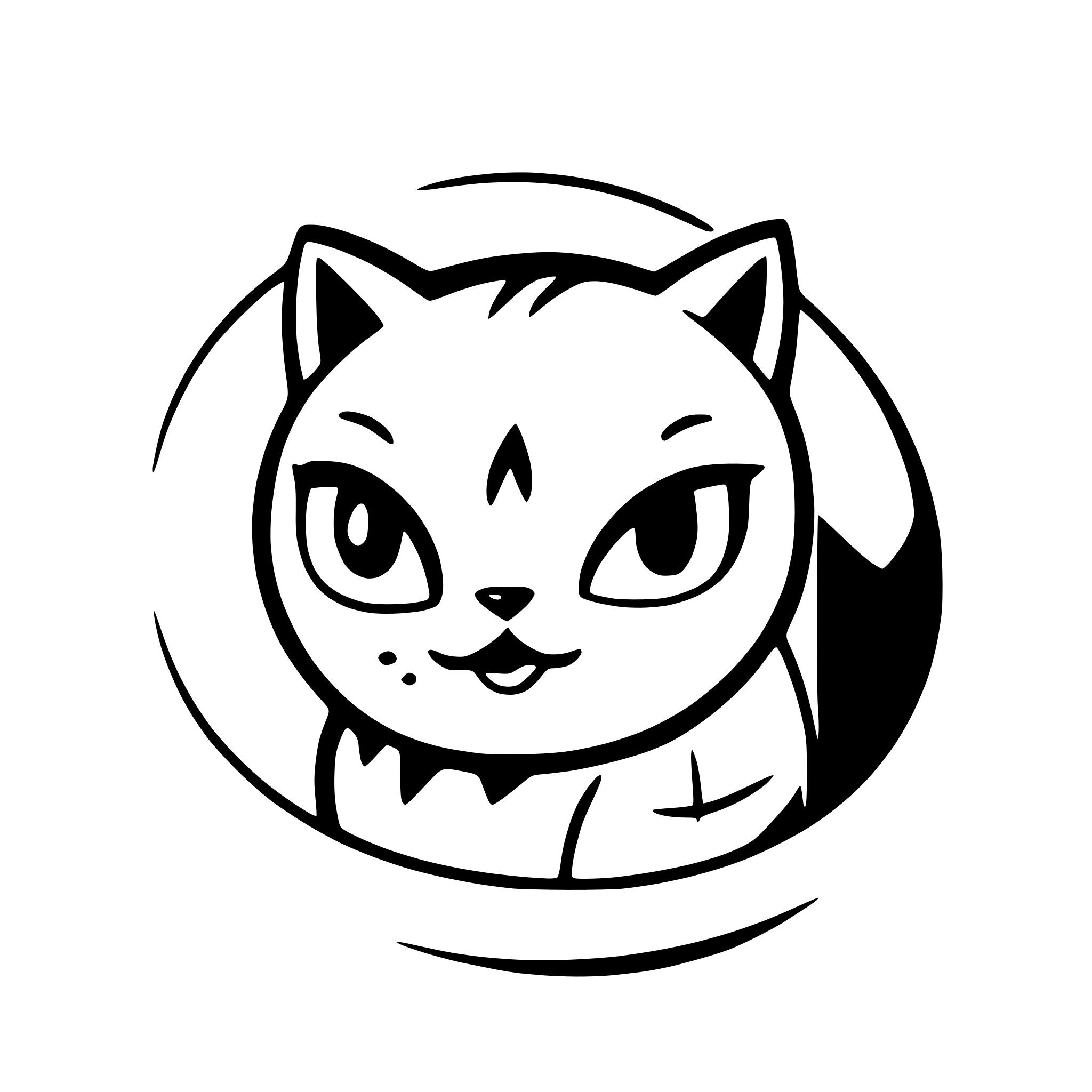 AI-generated SVG of a cat turned with its back and its head turned forward and the whole thing framed in cirle
