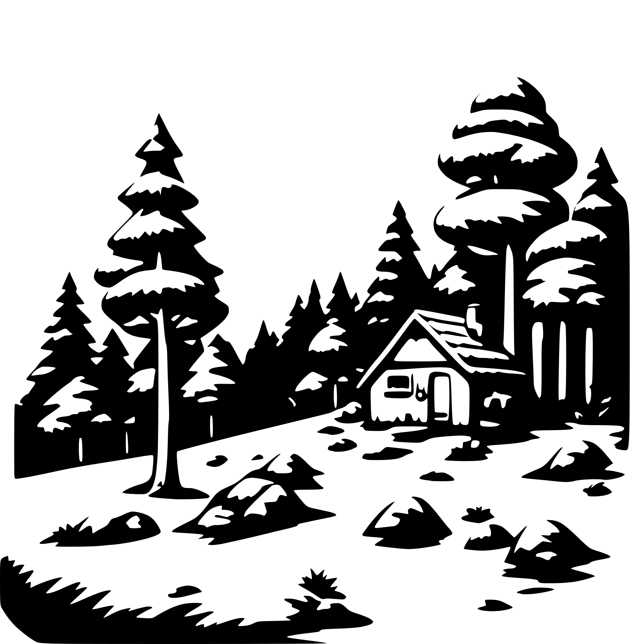 AI-generated SVG of a Forest on a mountain with small huts