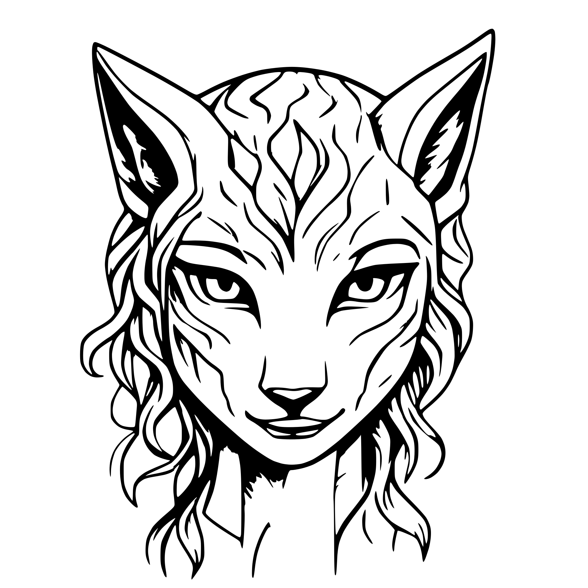 AI-generated SVG of a A Mythological creature that is a blend of a lynx and a demon