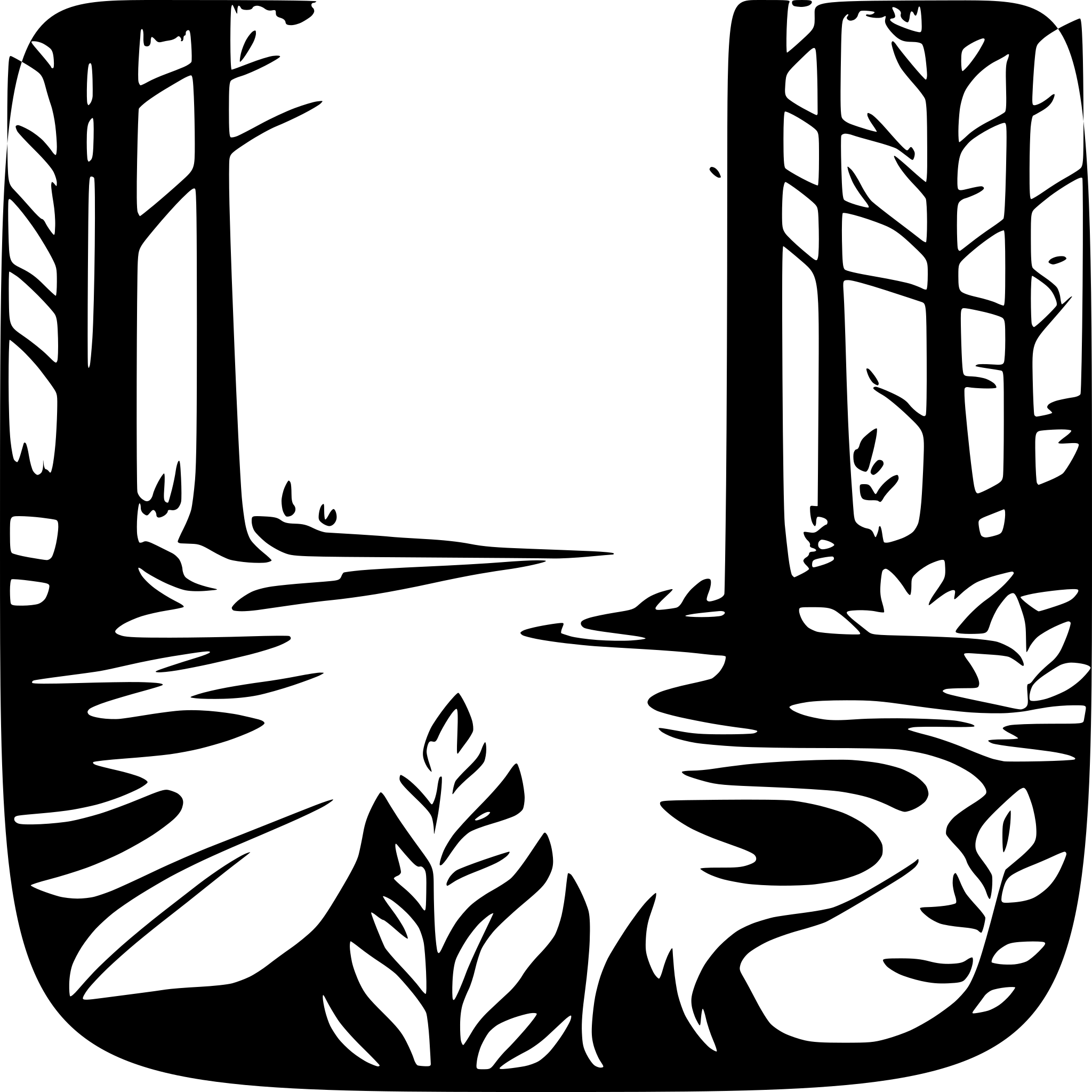 AI-generated SVG of a stream in a forest