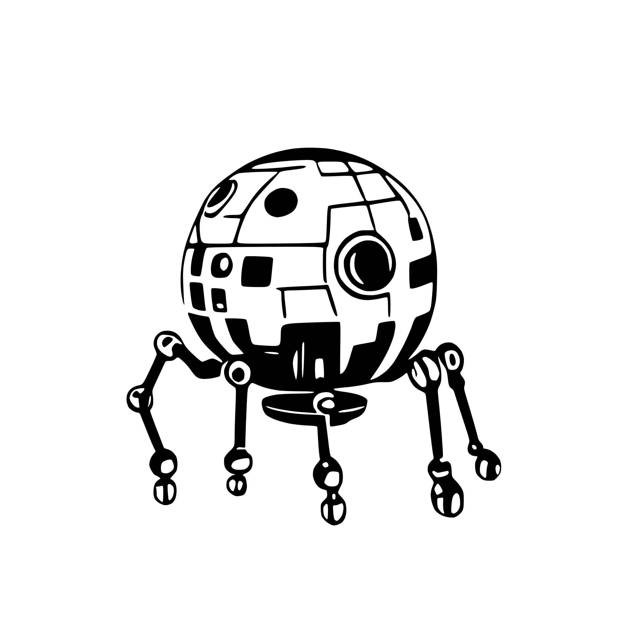 AI-generated SVG of a spherical nanobot with long jointed arm-like sensors