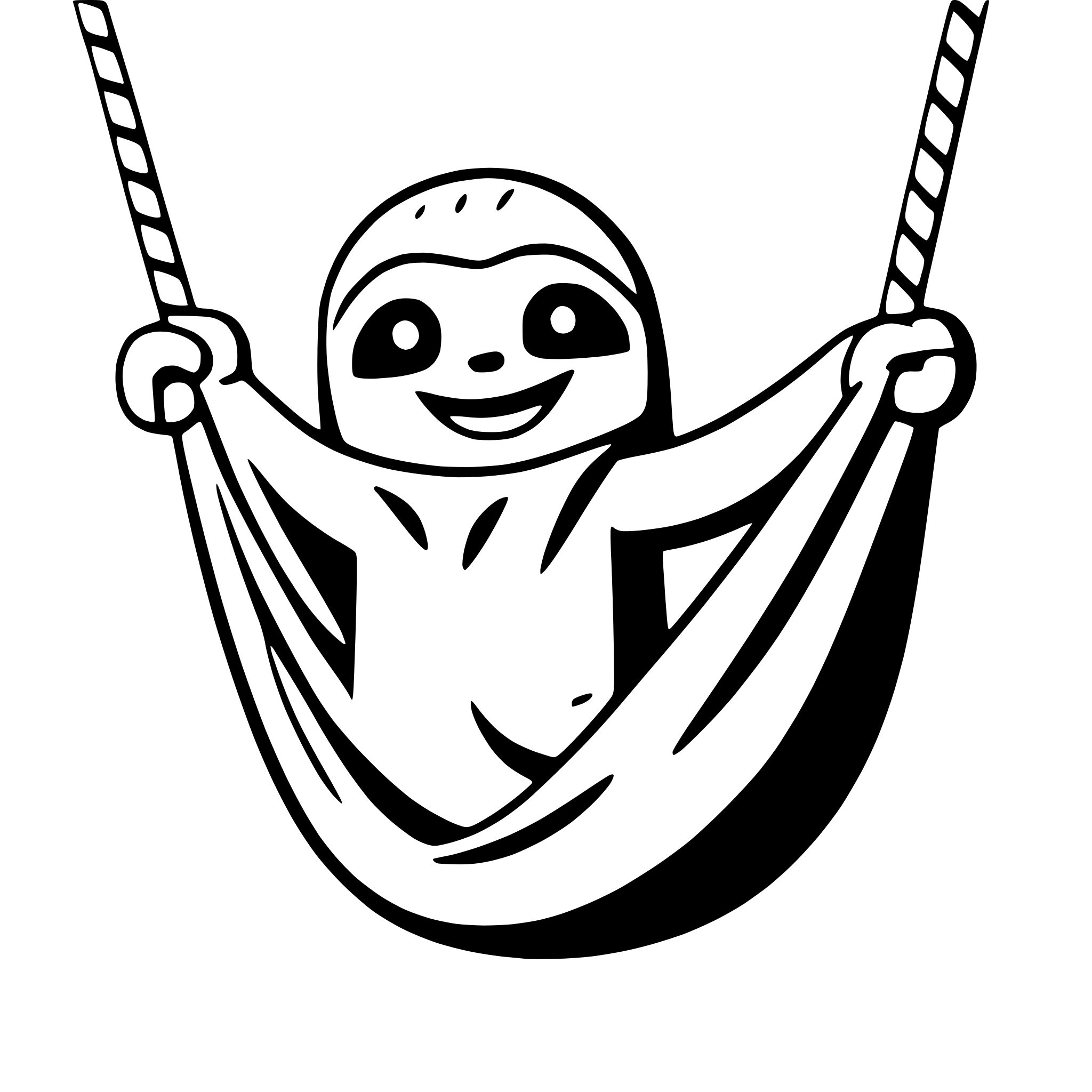 AI-generated SVG of 'a joyful sloth on a hammock'