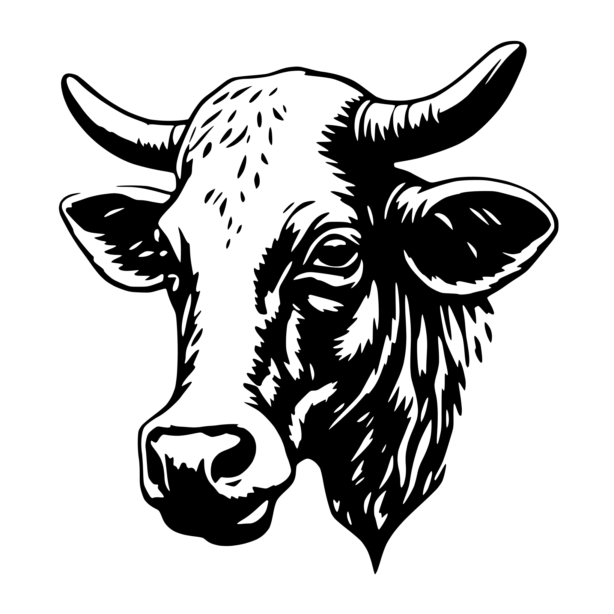 AI-generated SVG of 'leather patch of longhorn cow'