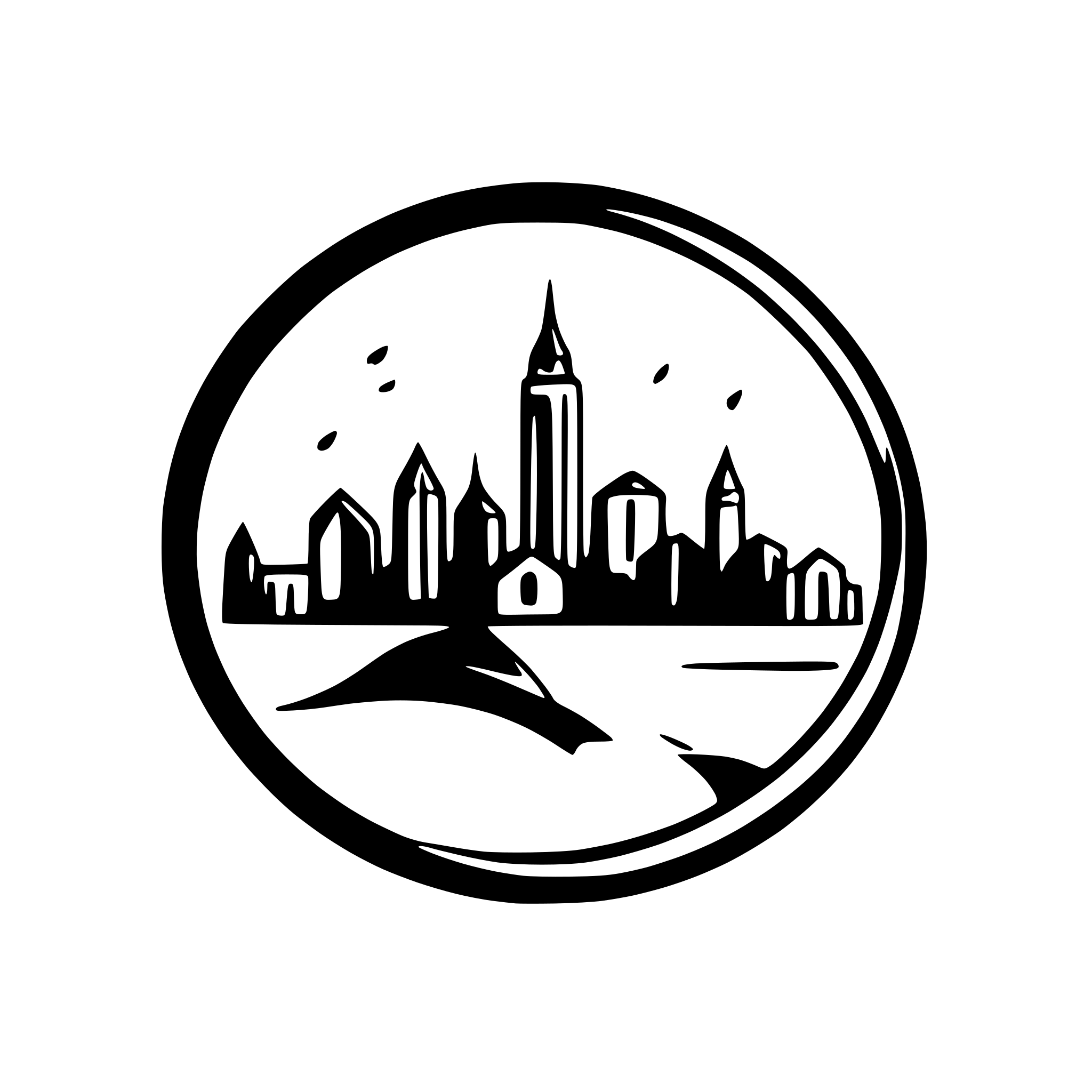 AI-generated SVG of a Riga skyline silhouette logo style