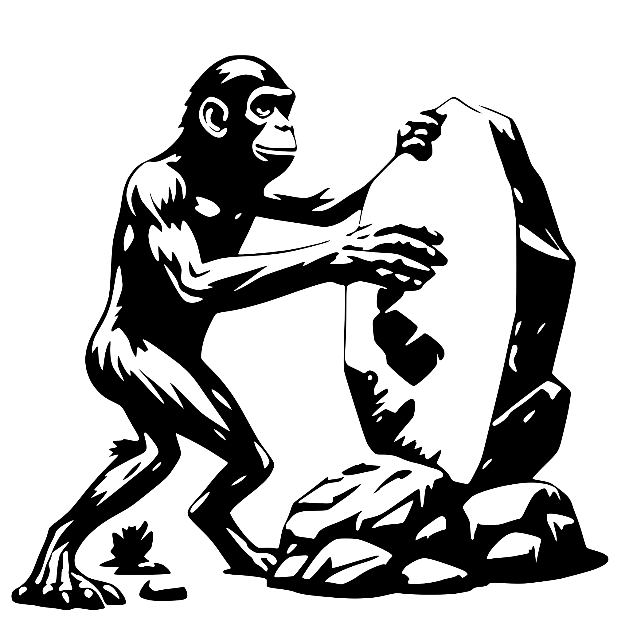AI-generated SVG of 'monkeytitan throws a large stone'