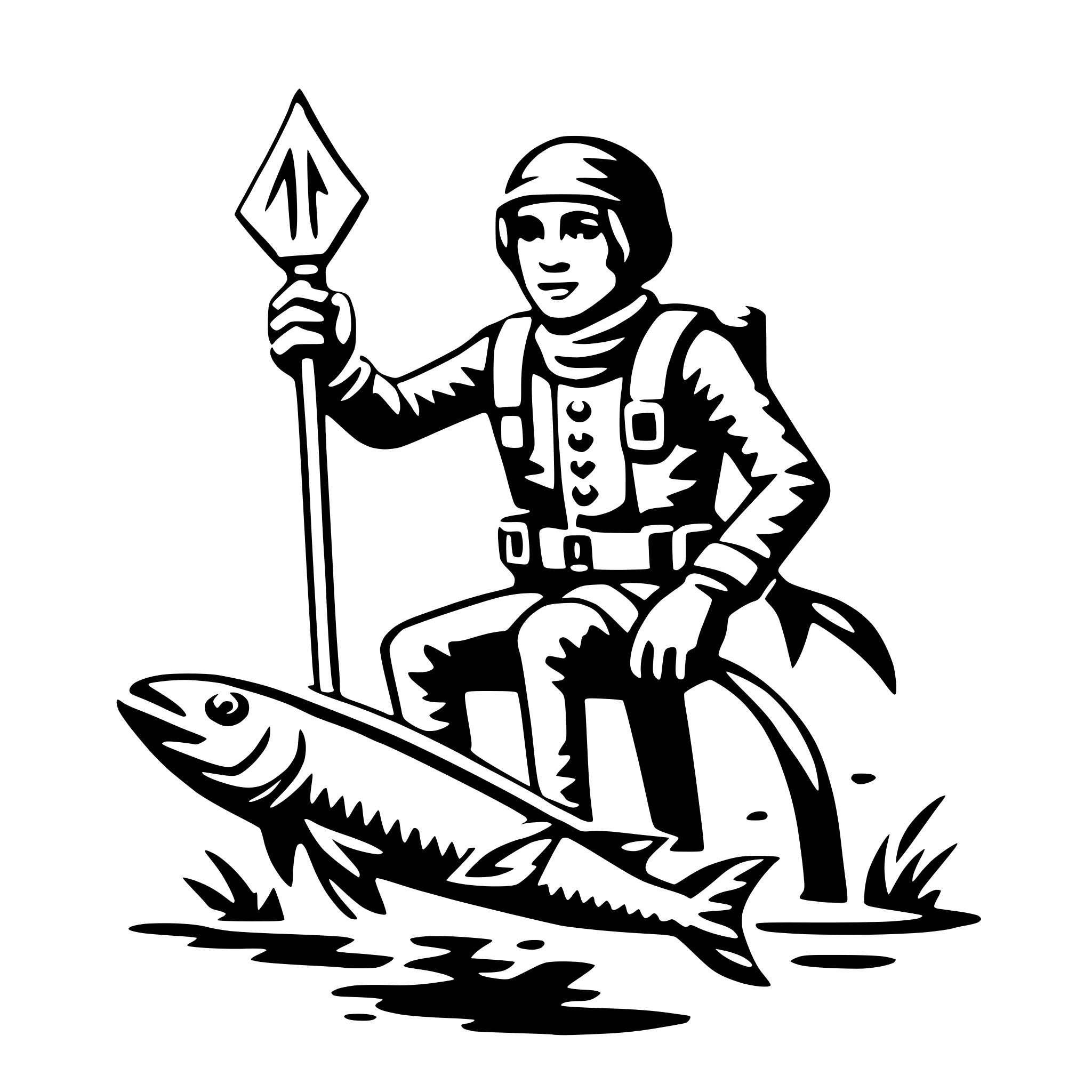 AI-generated SVG of 'scuba diver with fish'