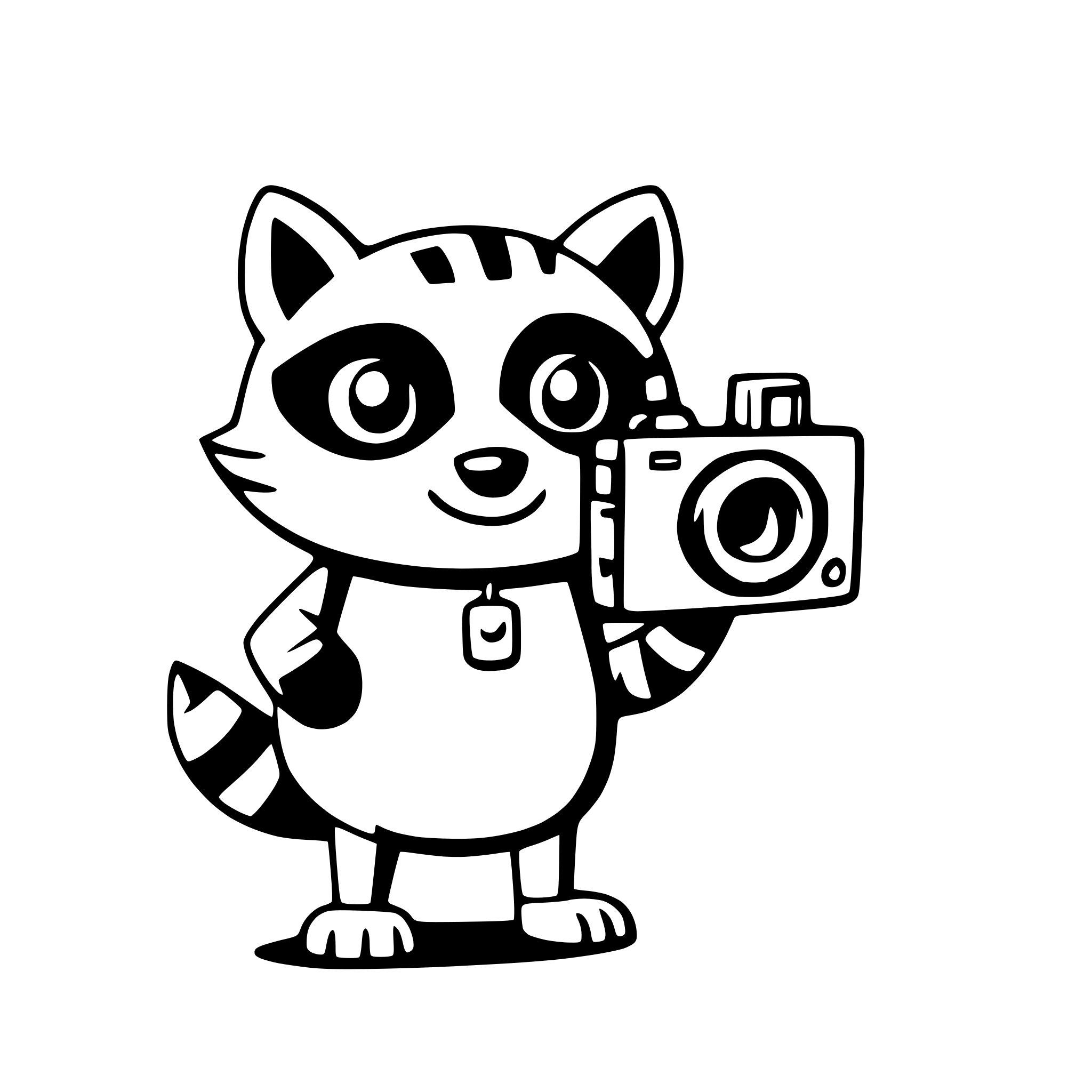 AI-generated SVG of 'a playful raccoon with a camera'