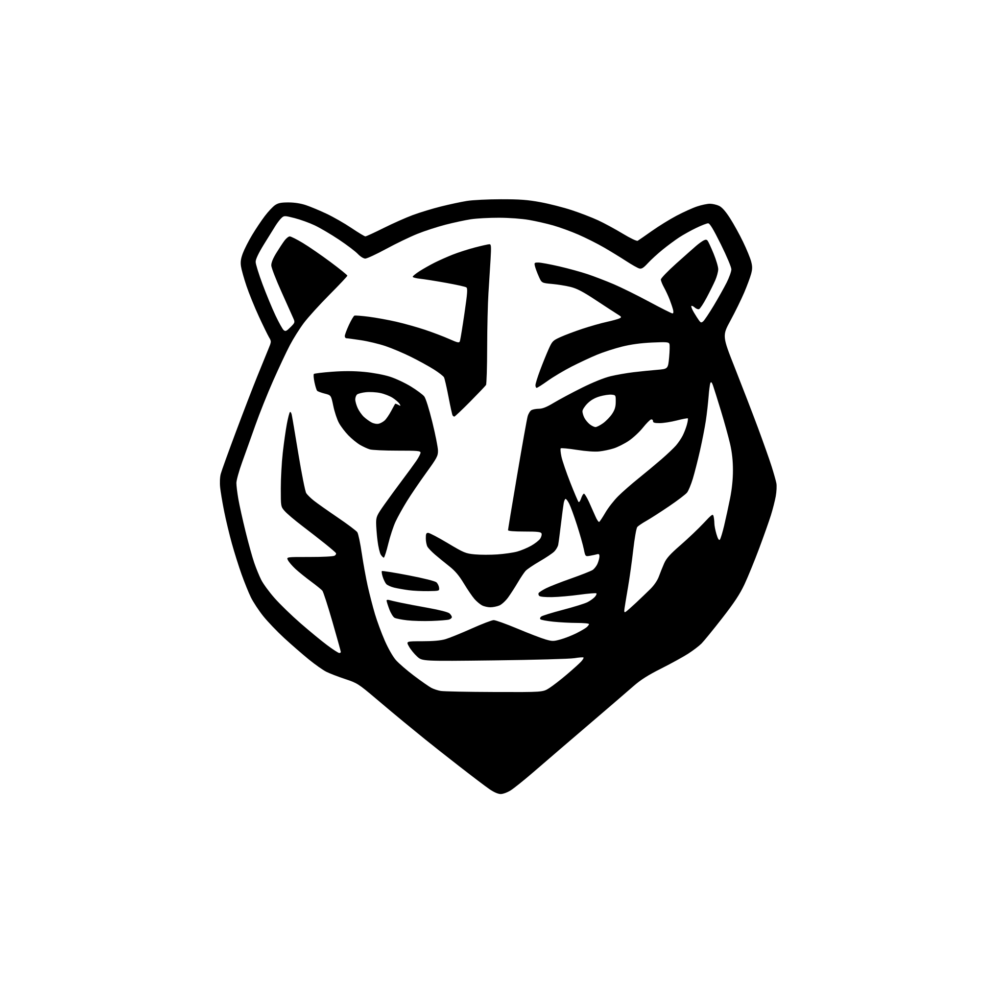 AI-generated SVG of a logo of a tiger head. geometric. minimalist. perfectly symetric