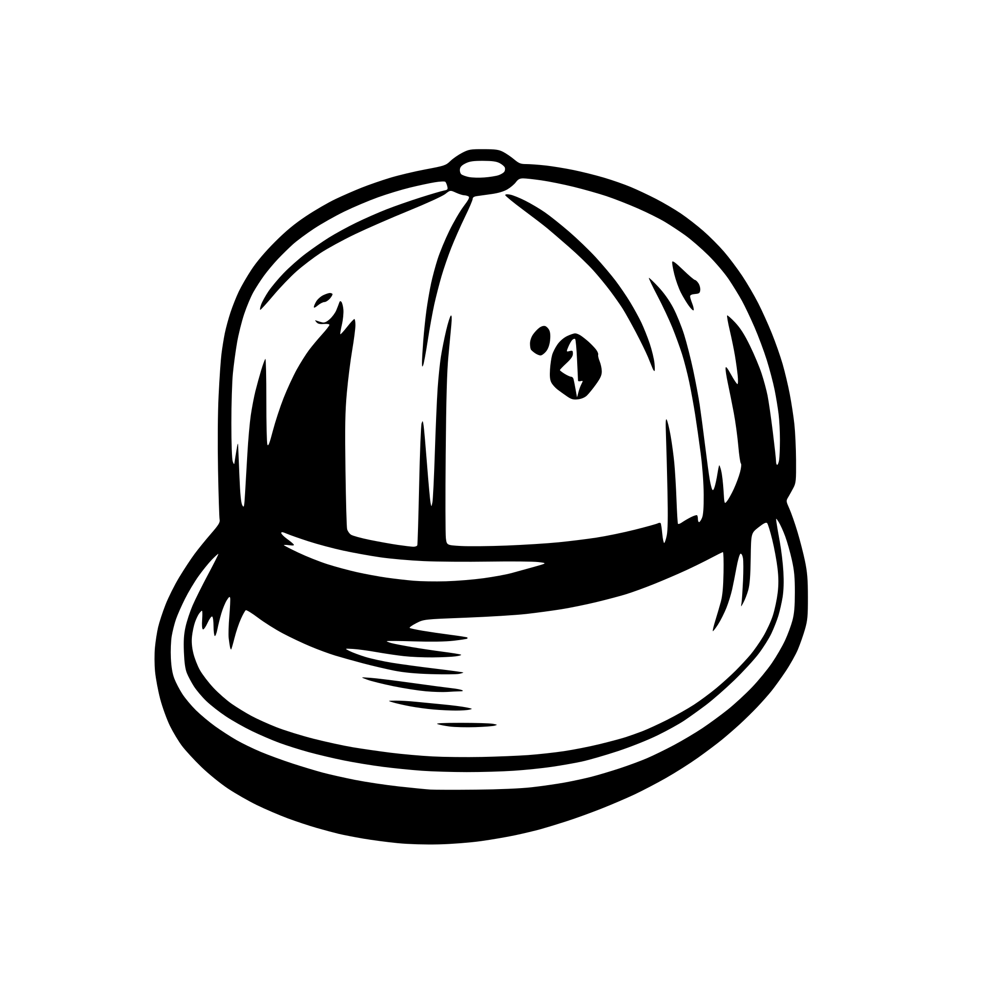 AI-generated SVG of a Hip hop crew mark cap logo black simplified