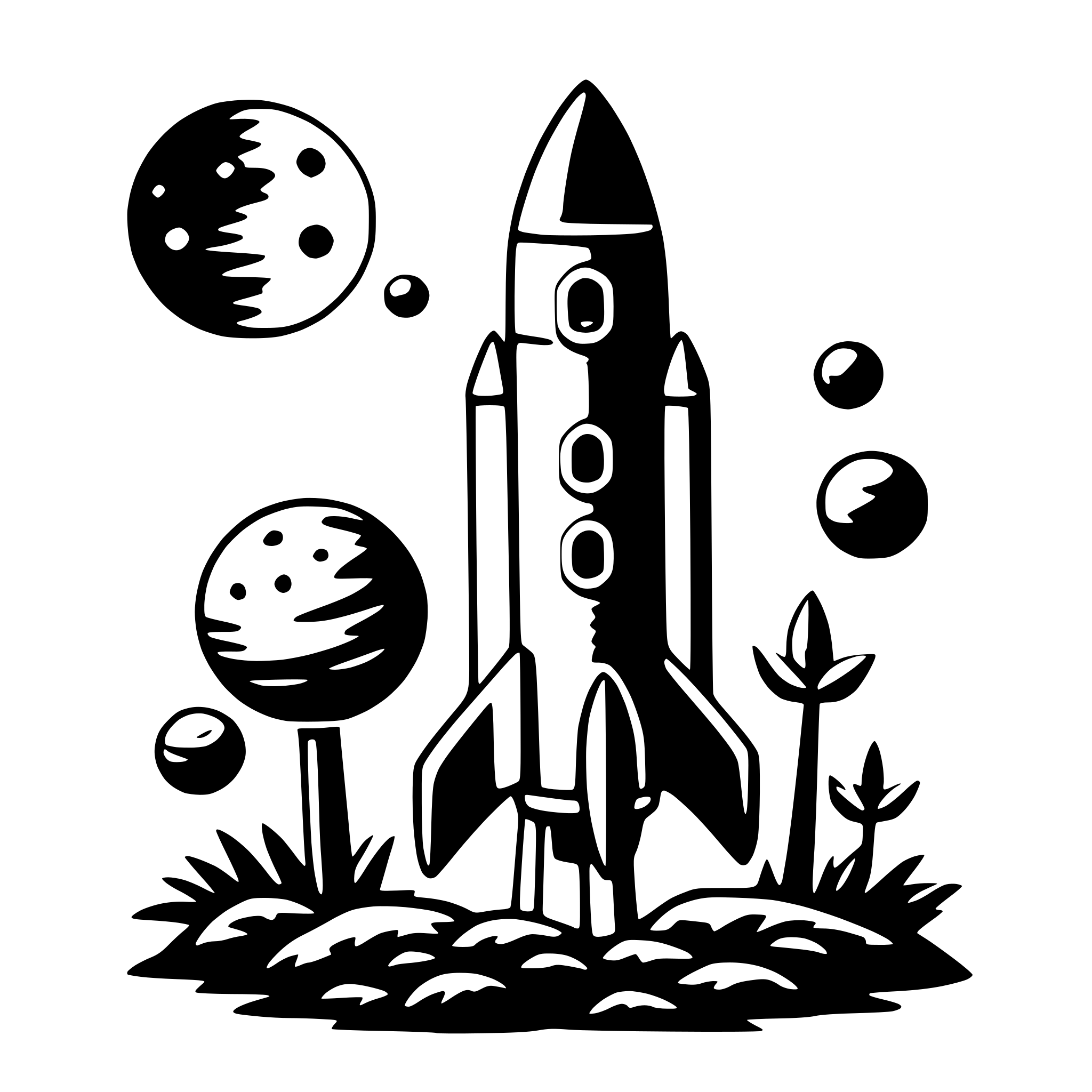 AI-generated SVG of 'rocket and planets'