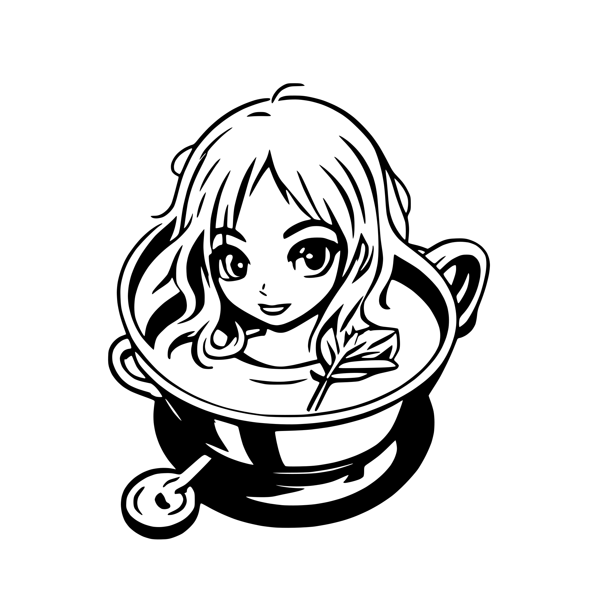 AI-generated SVG of a Anime coffee shop logo