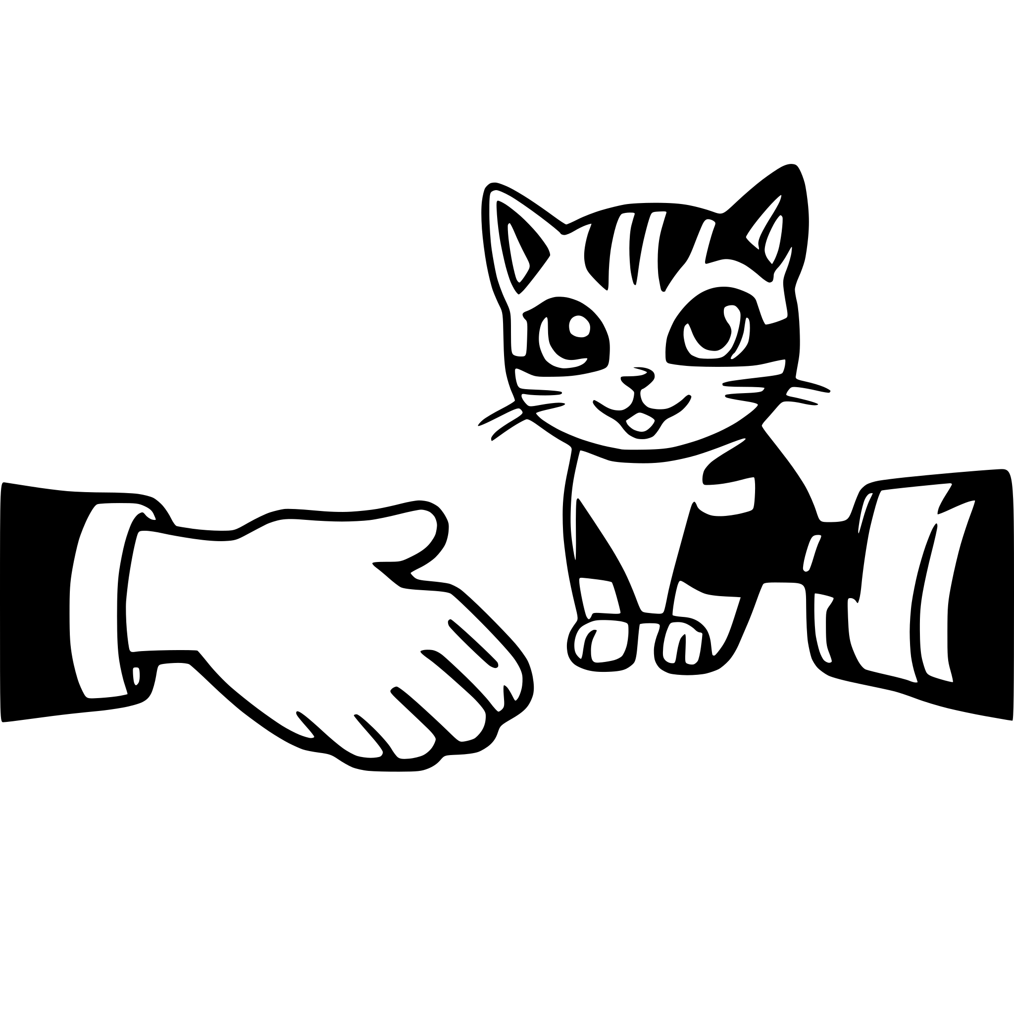 AI-generated SVG of a a cat shaking hand with a human