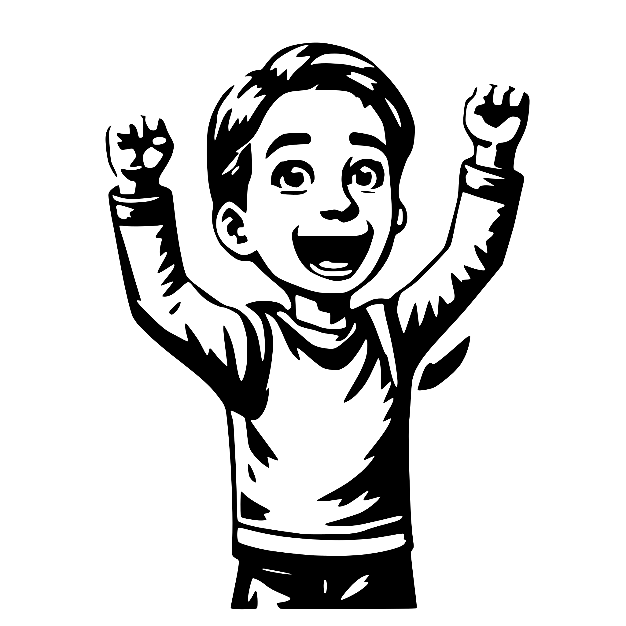 AI-generated SVG of a boy cheering