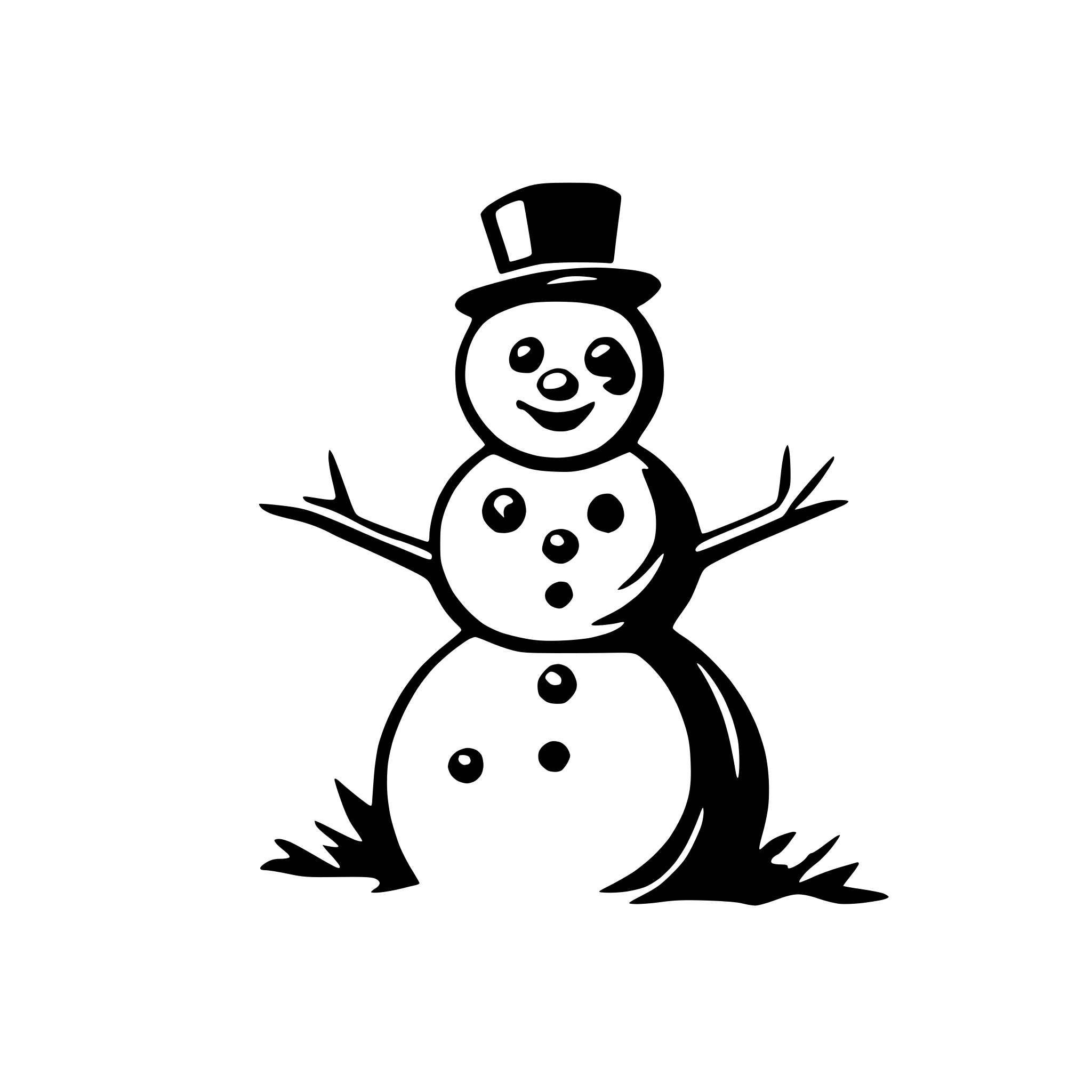 AI-generated SVG of a snowman with snowflakes around