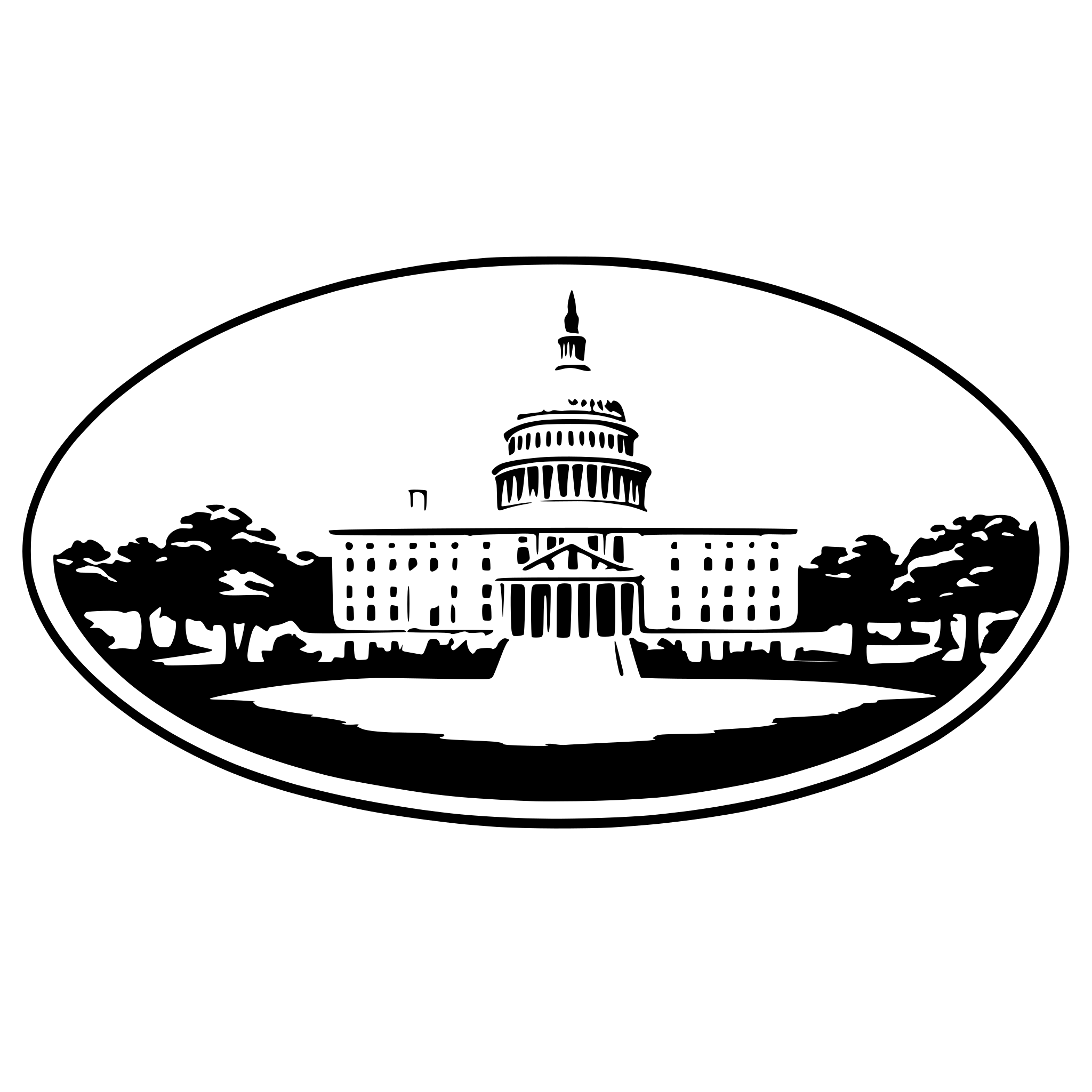 AI-generated SVG of a The united states capitol building in a decorative oval frame