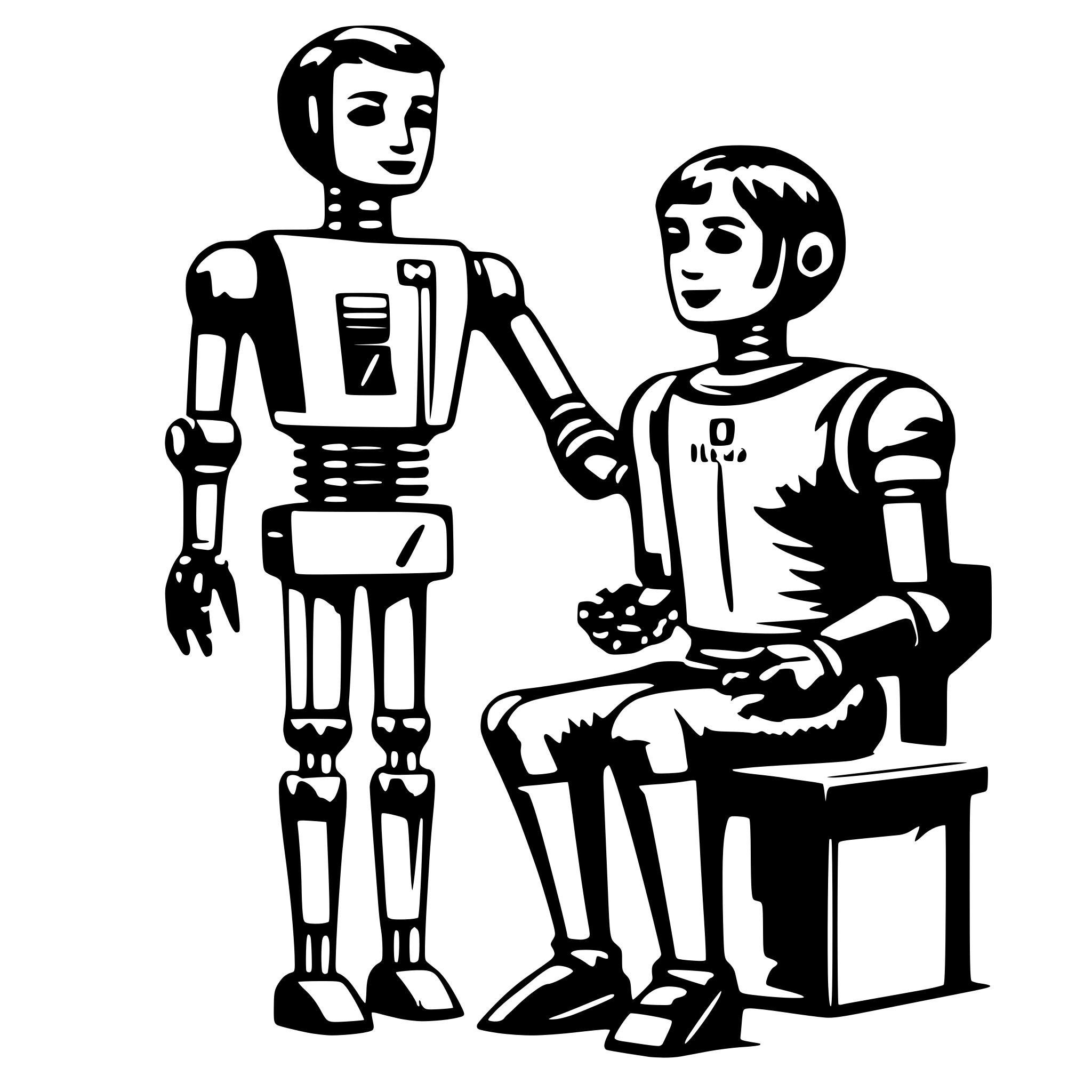 AI-generated SVG of a A ai robot is teacher teaching a man