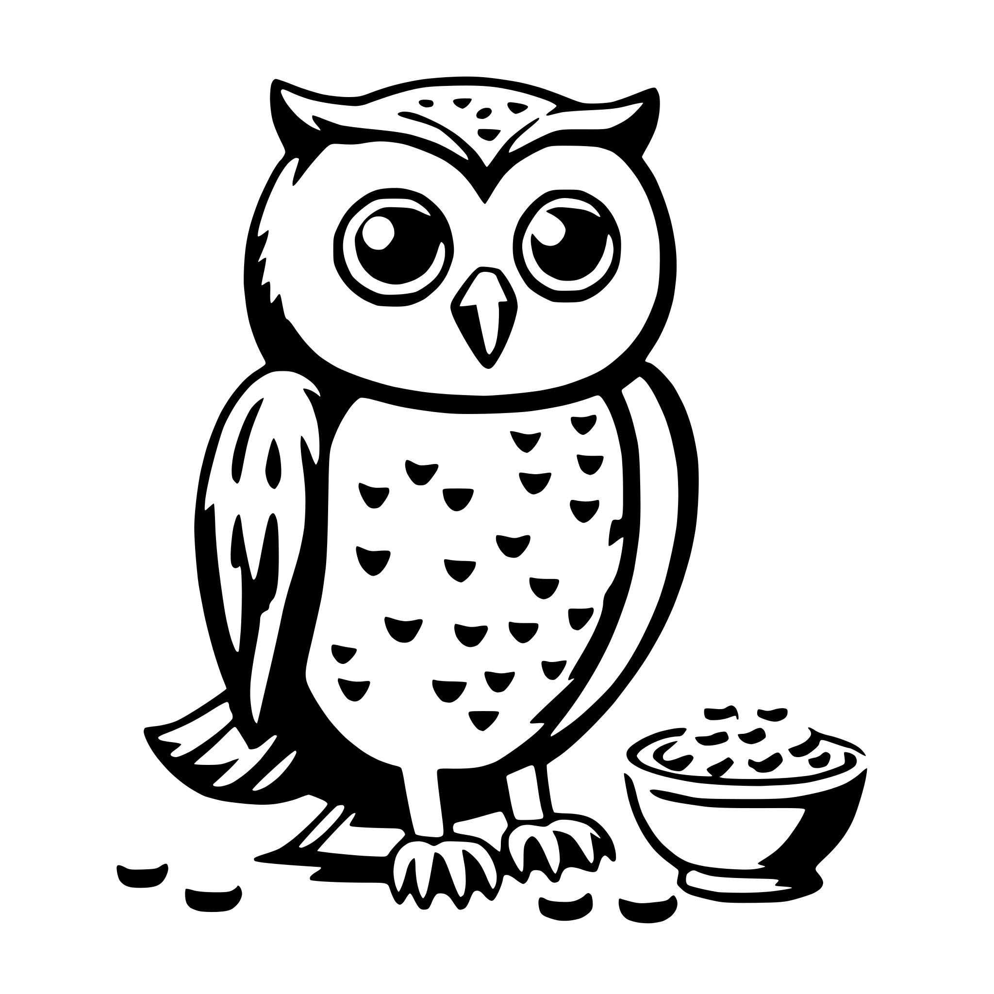 AI-generated SVG of a owl with oatmeal