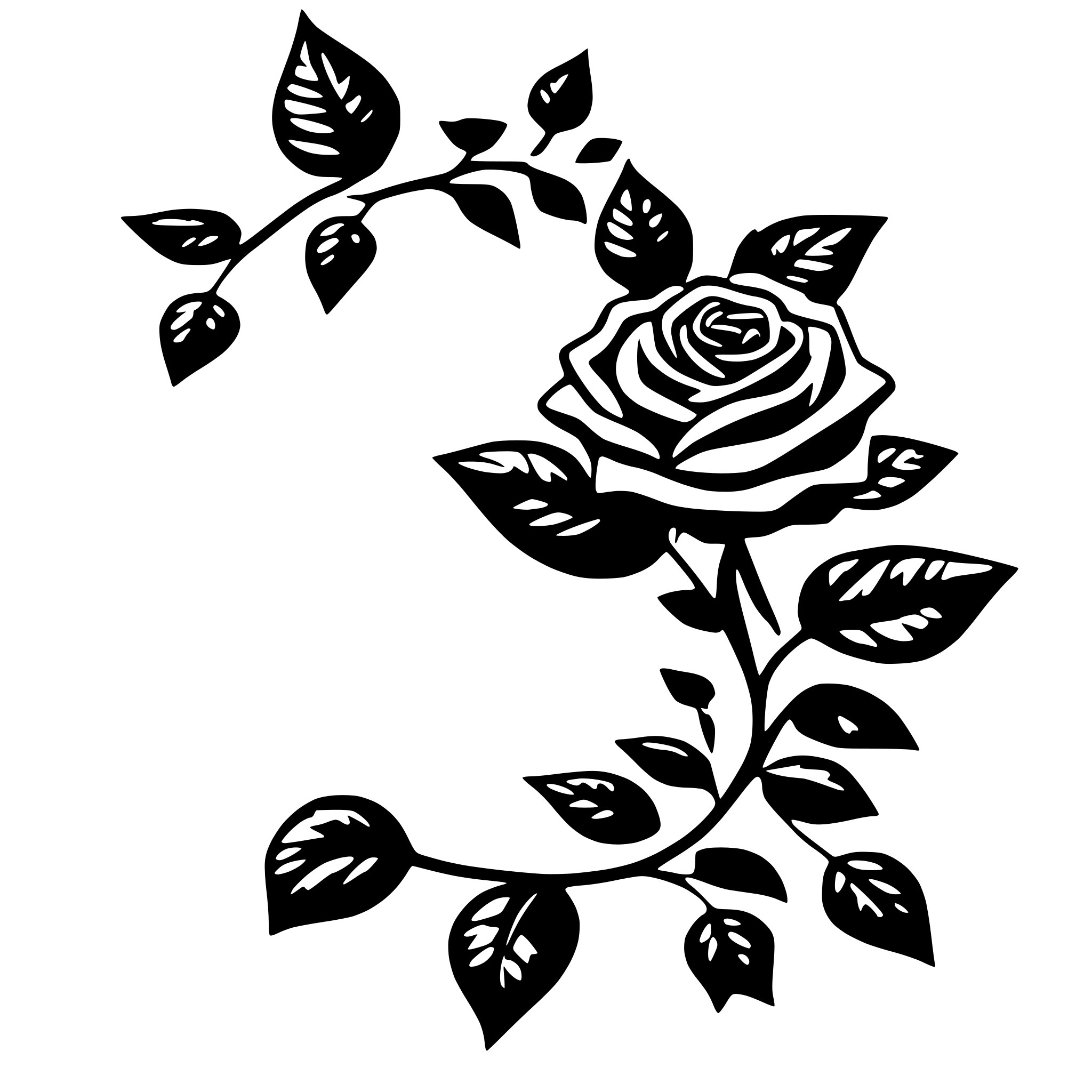 AI-generated SVG of a rose vine decoration with no background for wedding website