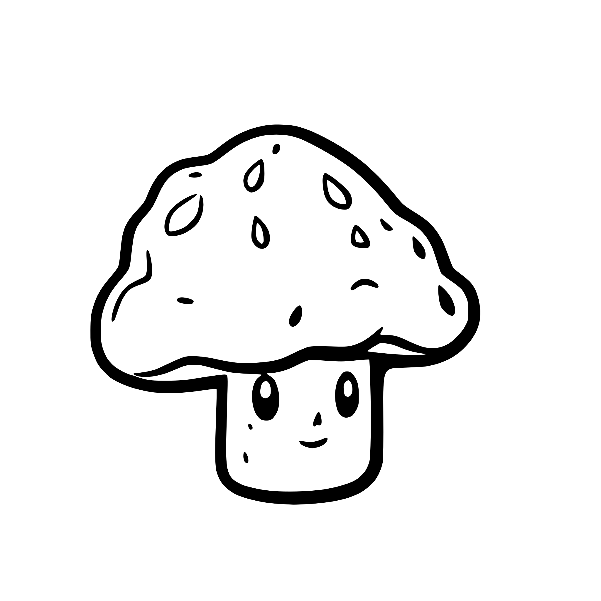 AI-generated SVG of a wolf's bane mushroom cap, ghost, cartoon
