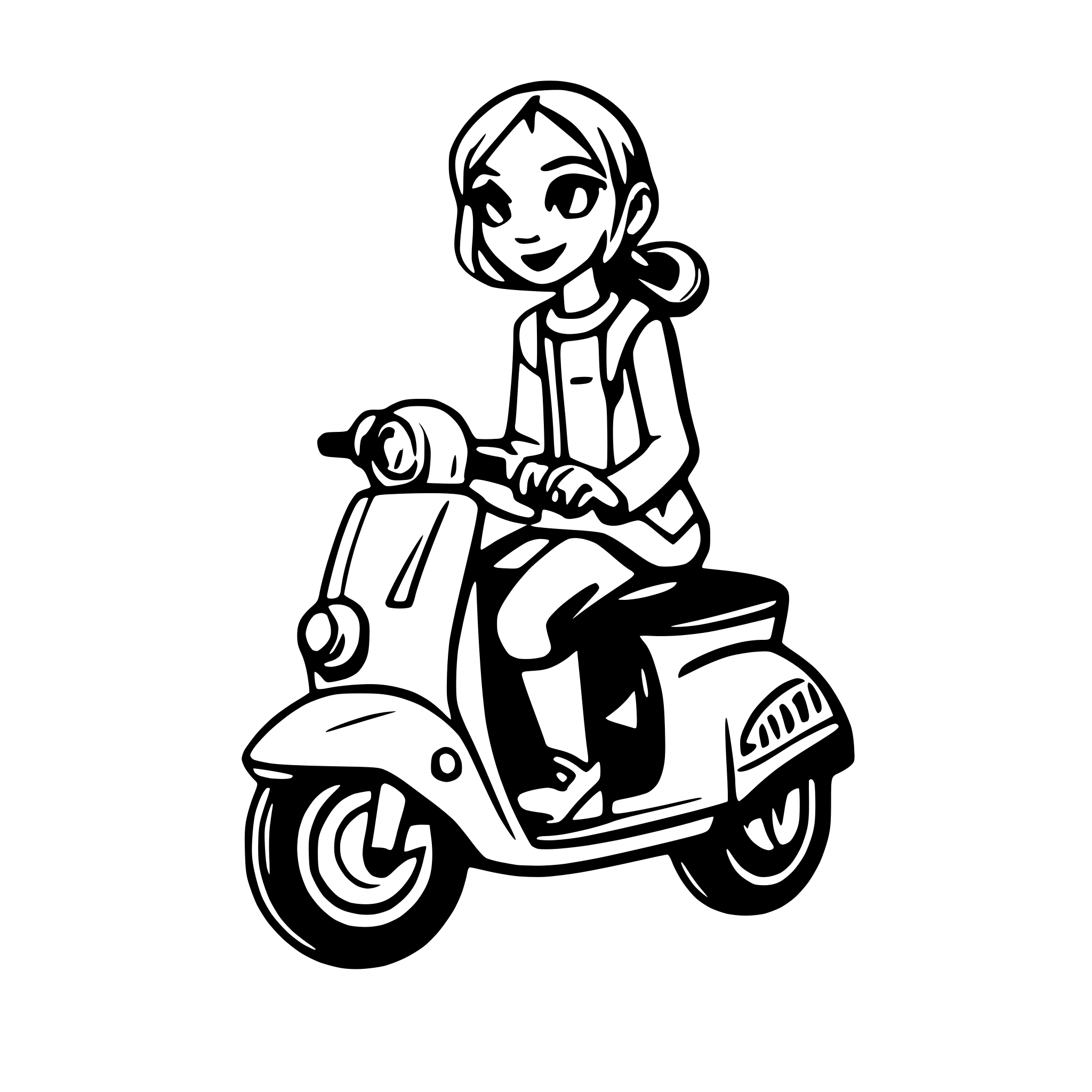 AI-generated SVG of a Woman on a vespa