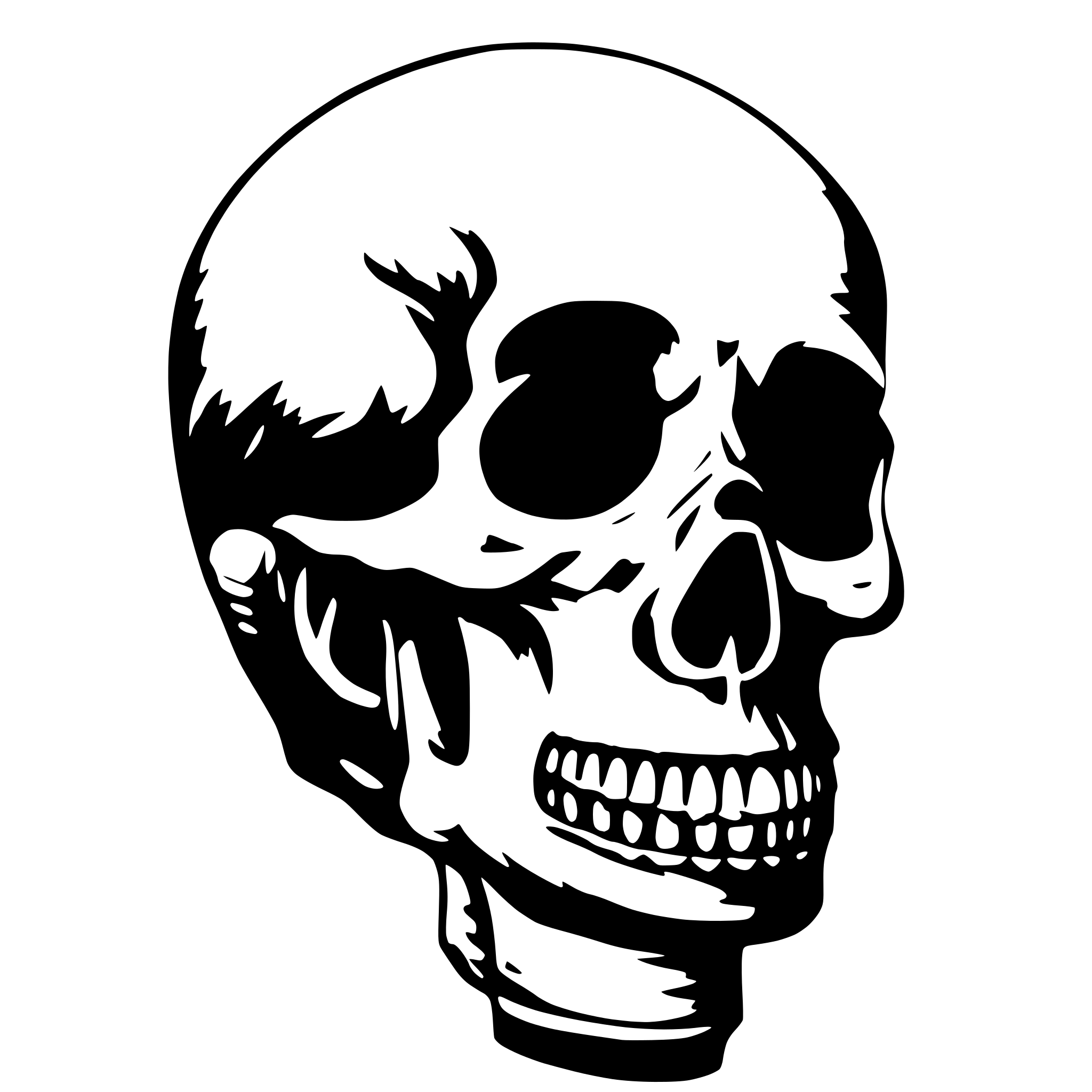 AI-generated SVG of a skull hand pray
