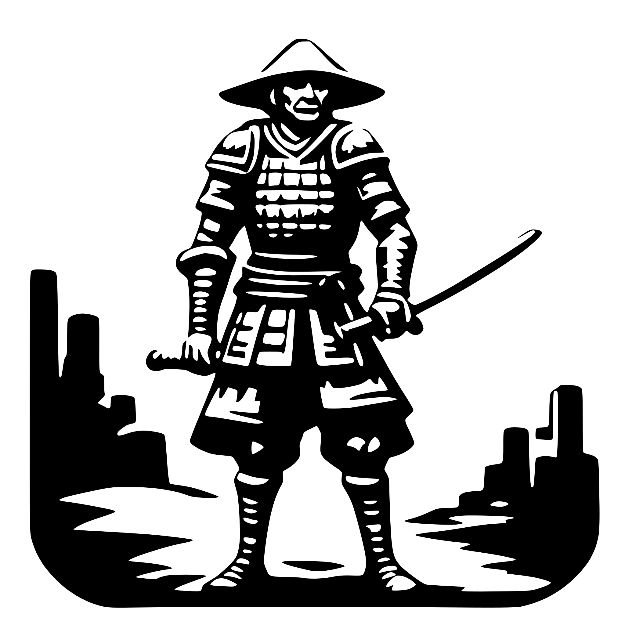 AI-generated SVG of a old samurai