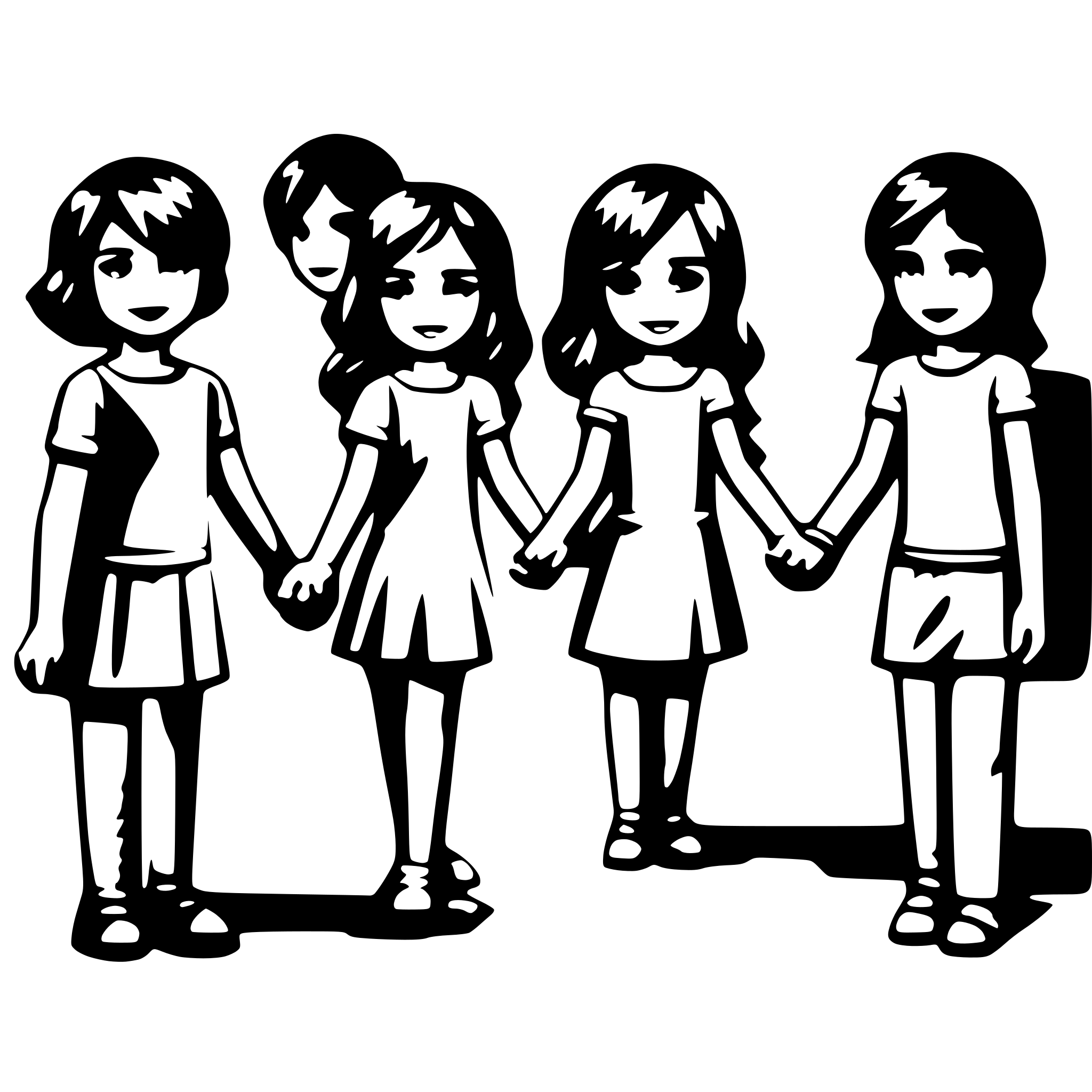 AI-generated SVG of a girls and boys forming a line and holding hands