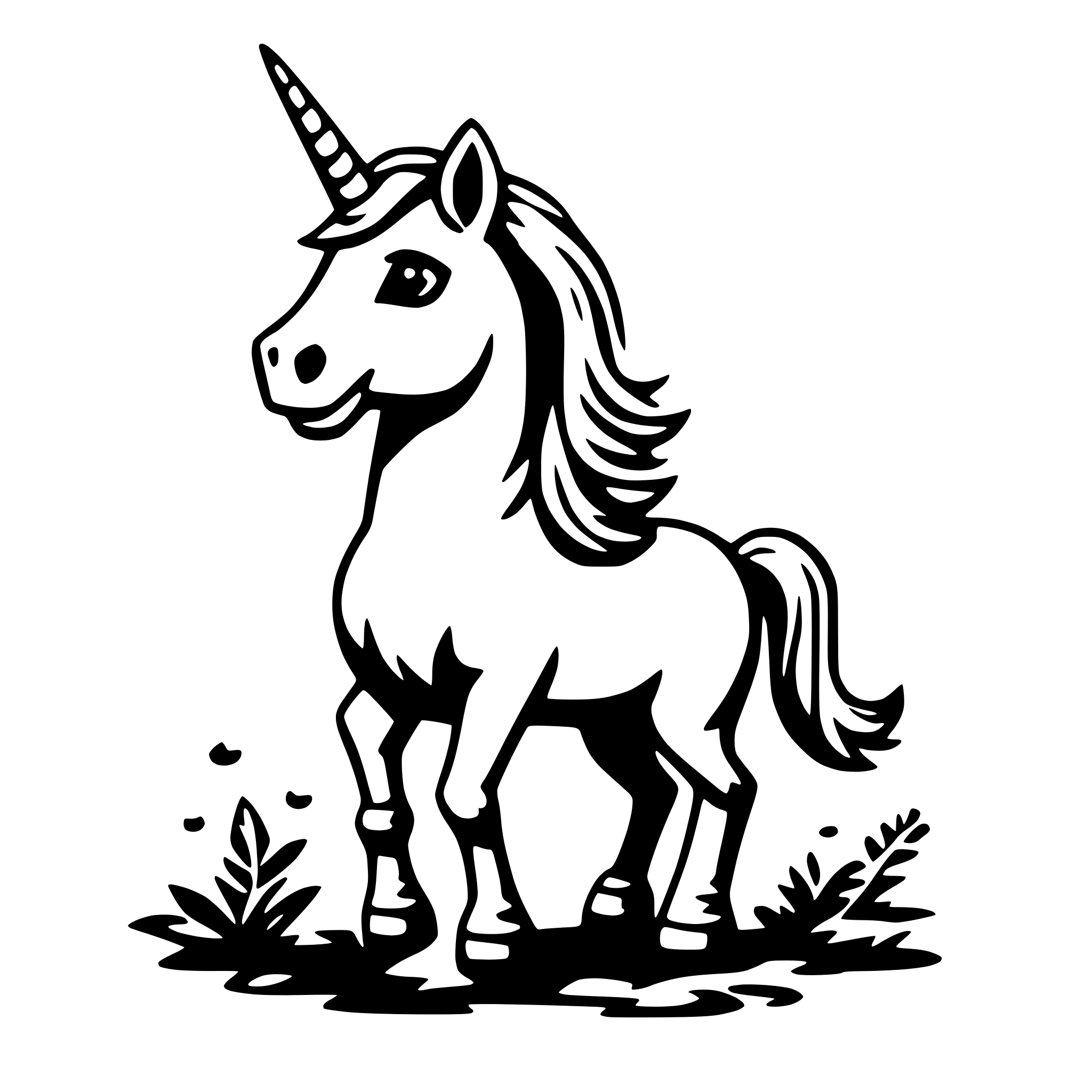 AI-generated SVG of a unicorn with rainbow