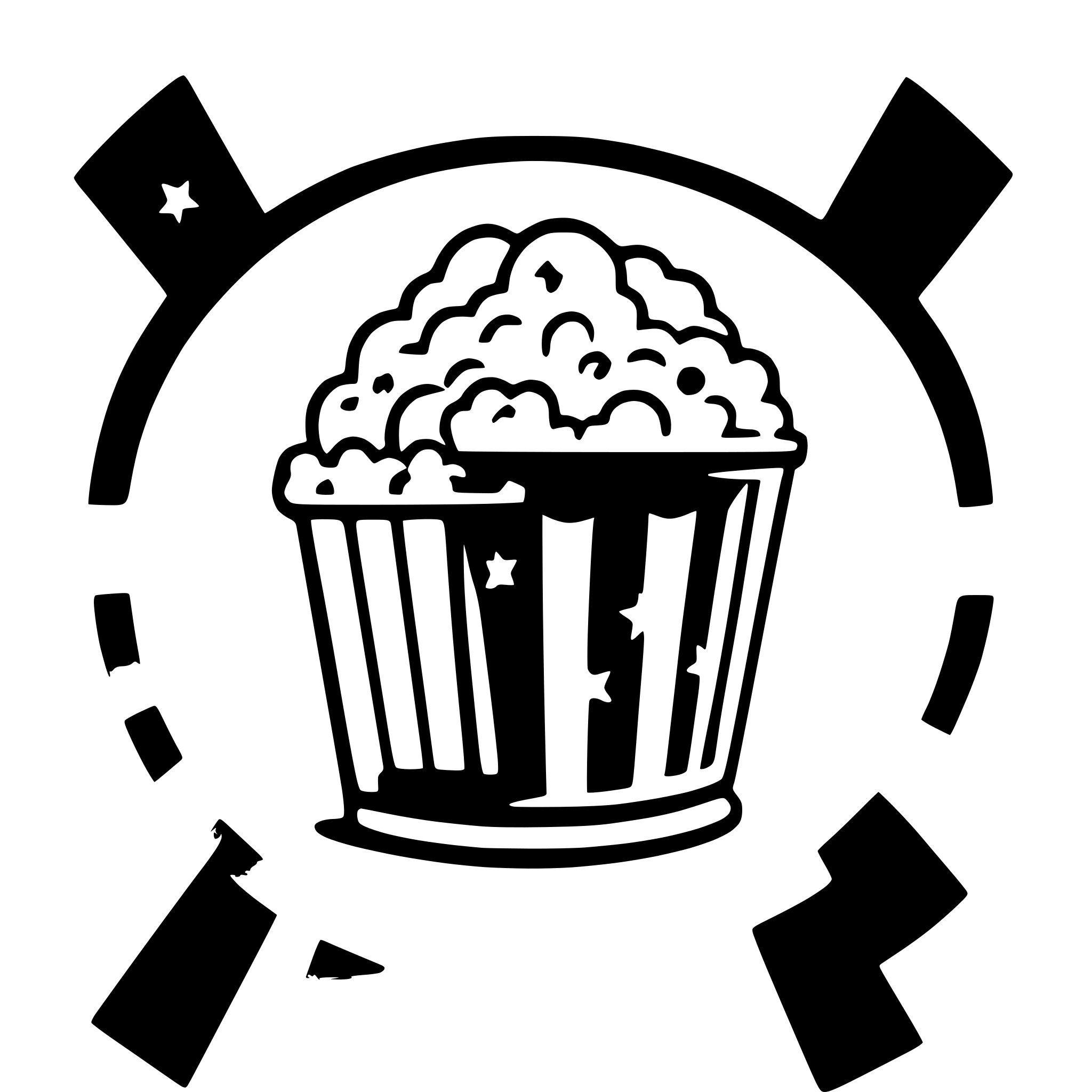 AI-generated SVG of a Vintage movie theatre logo with a film strip and stars, remove popcorn