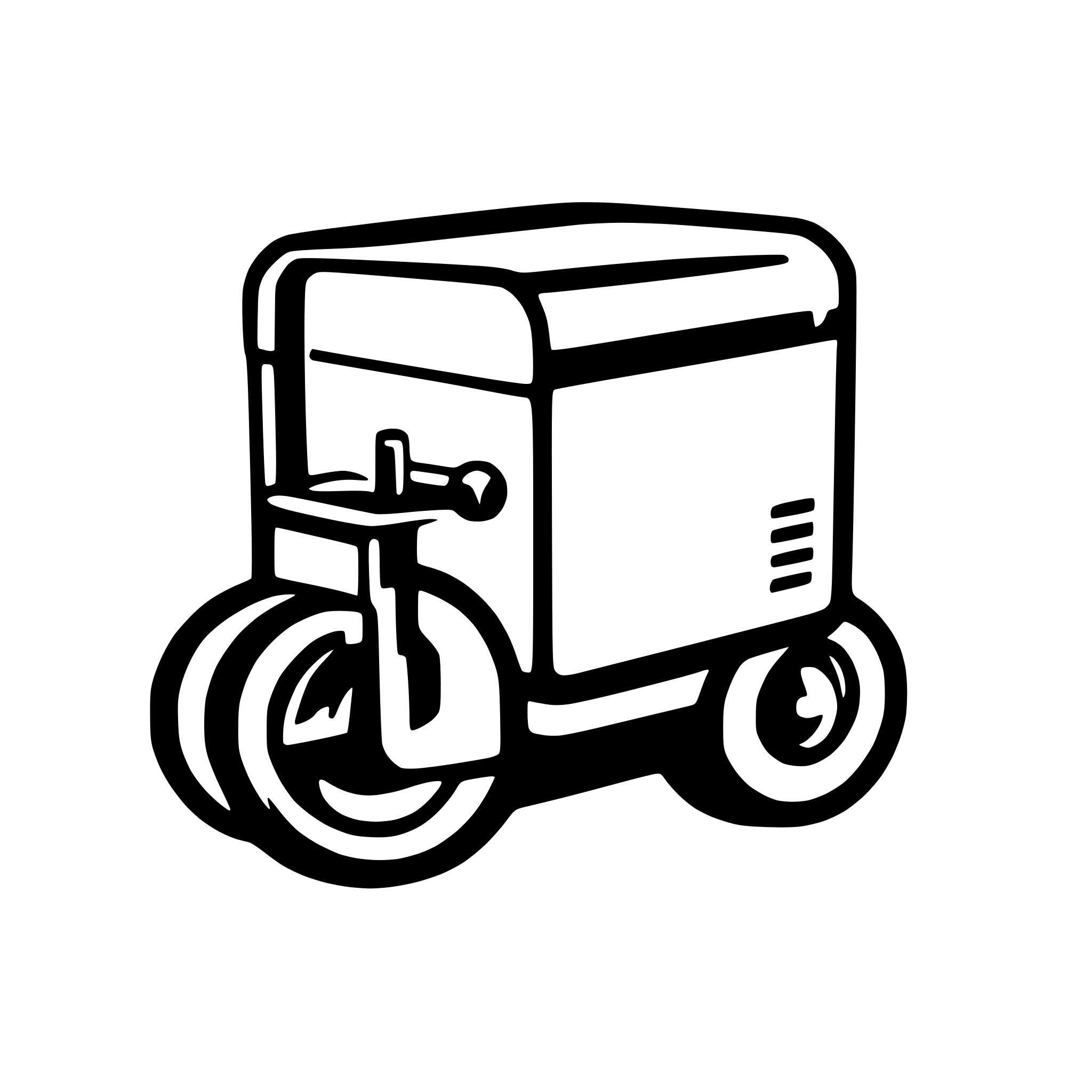 AI-generated SVG of a logo for a delivery robot company, named autodrop. should have a compartment for storage as well as two wheels