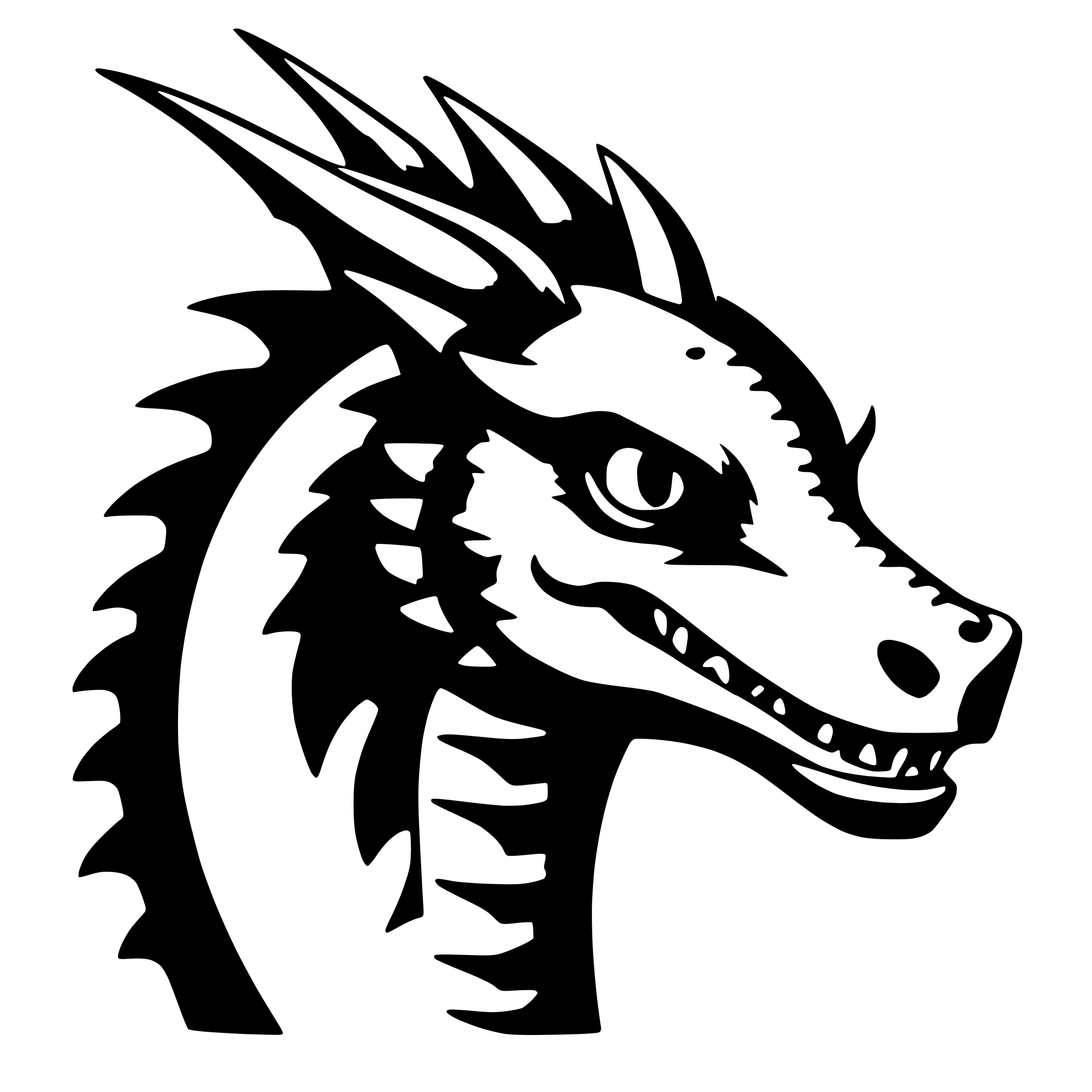 AI-generated SVG of 'black and white dragon outline'