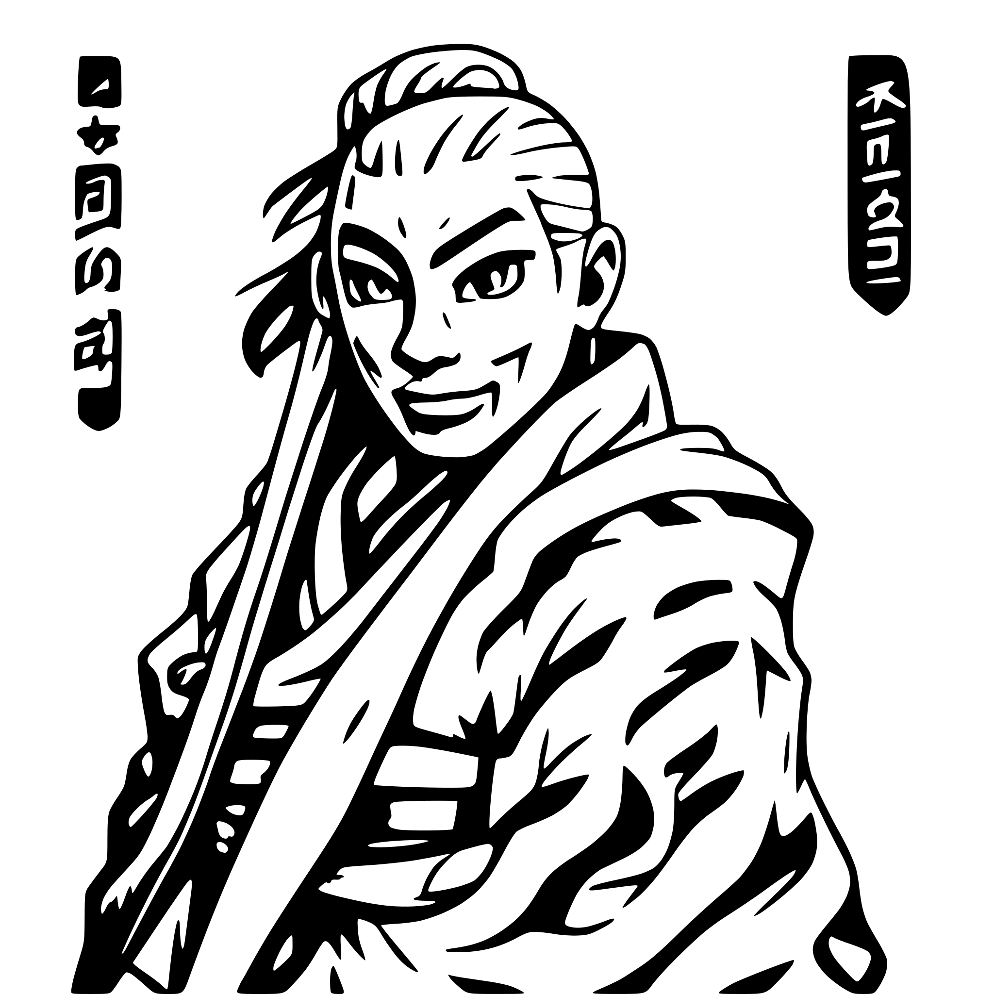 AI-generated SVG of a old samurai, side view, nostalgic