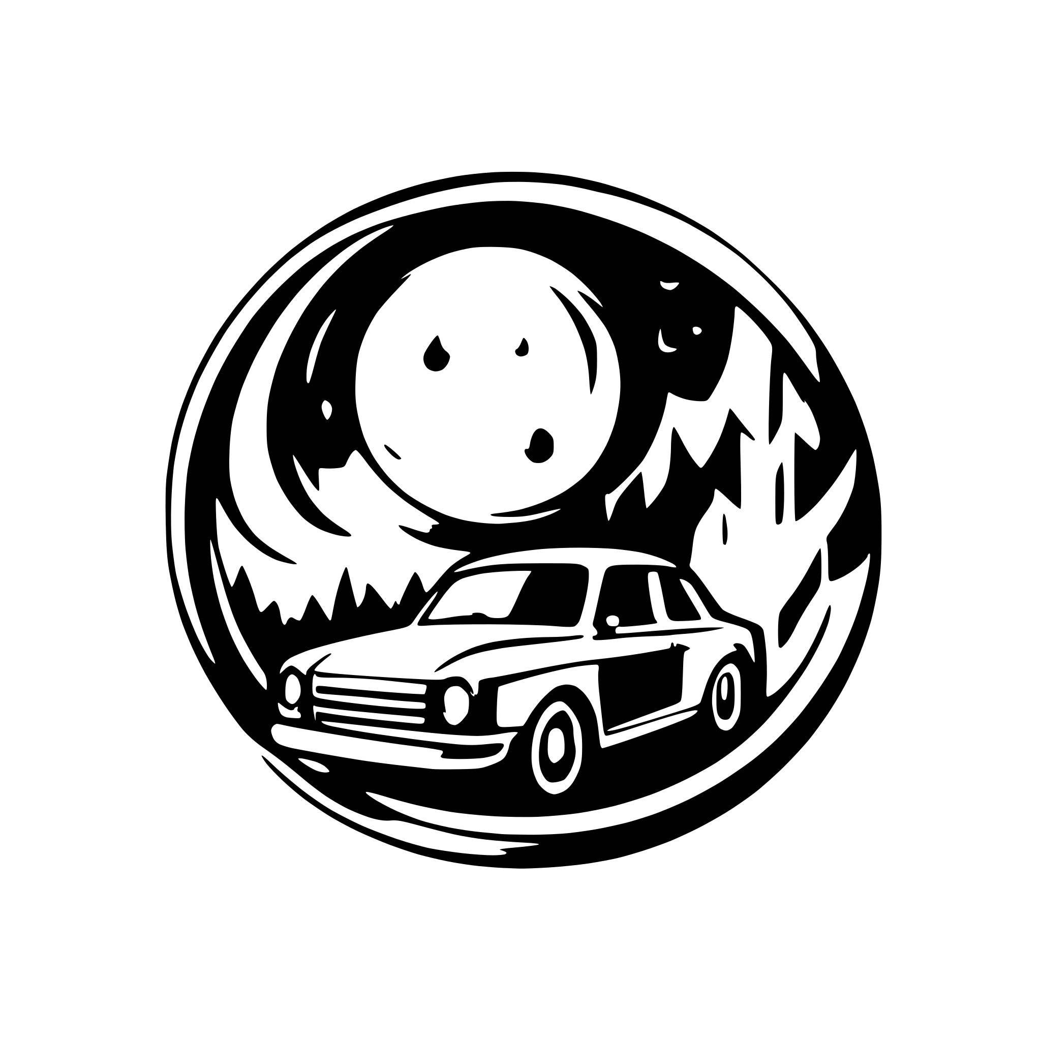 AI-generated SVG of a car and moon