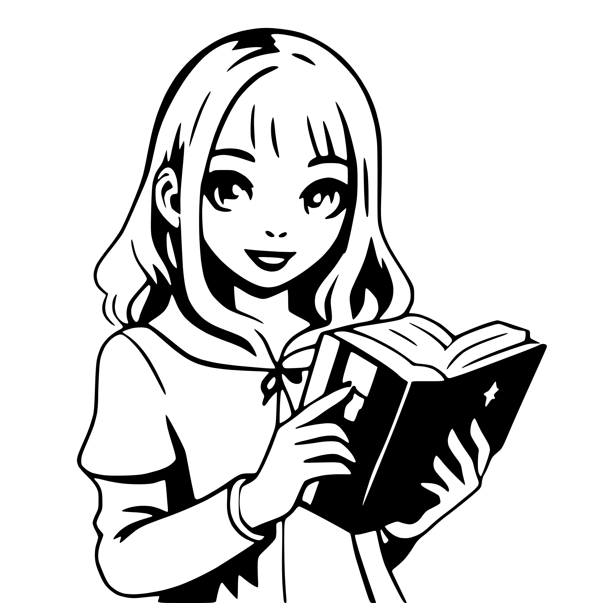 AI-generated SVG of 'girl with magical book'