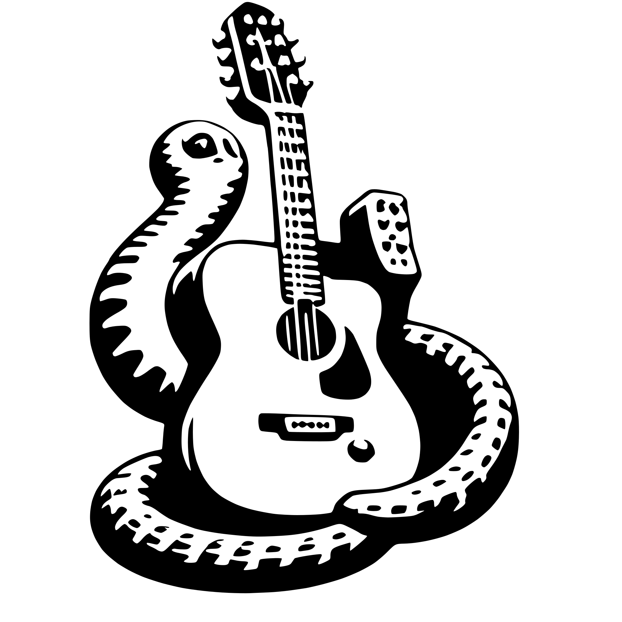 AI-generated SVG of a rattlesnake with guitar