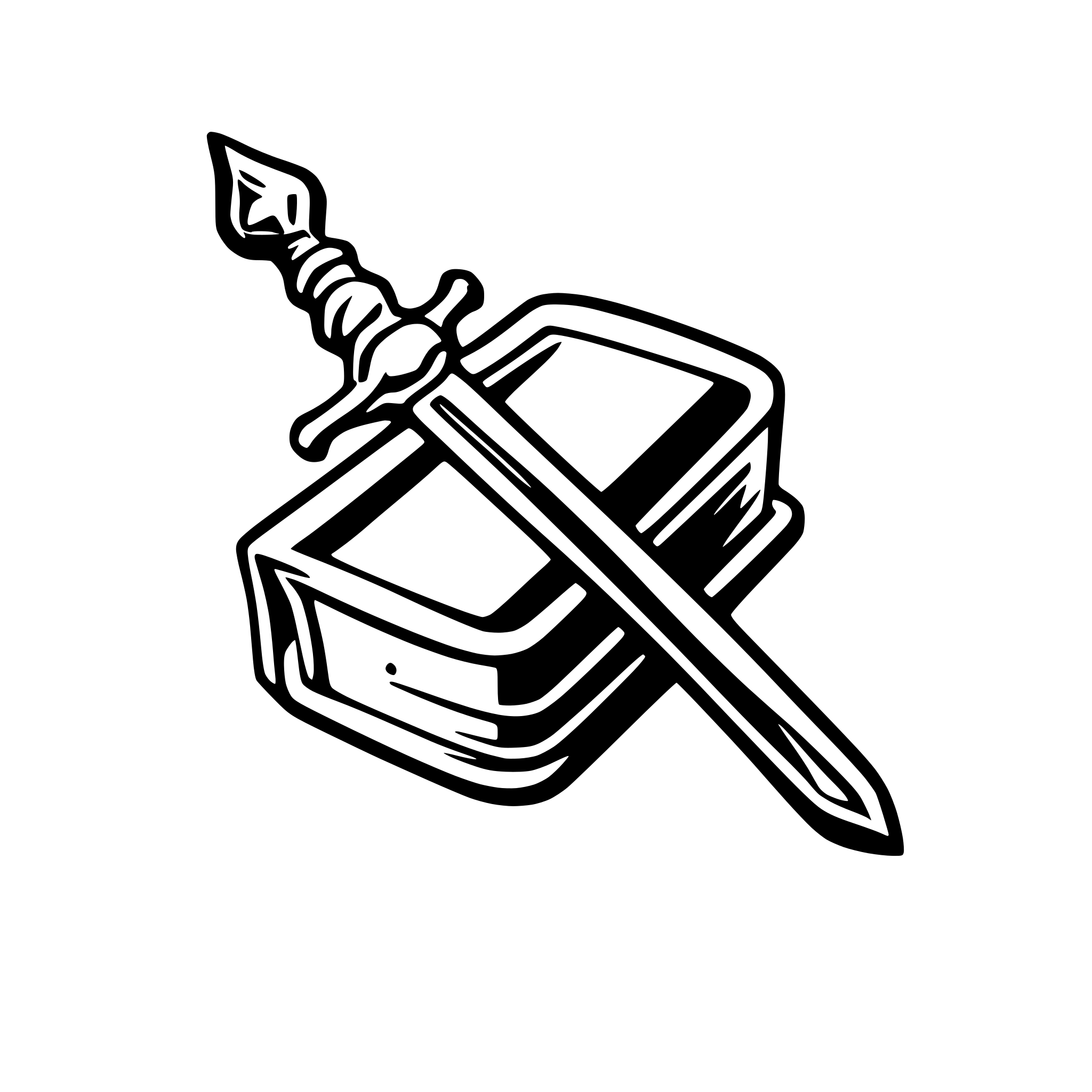 AI-generated SVG of a a logo of an bible that must be opened. Behind the bible, a medieval sword nailed into a solid rock