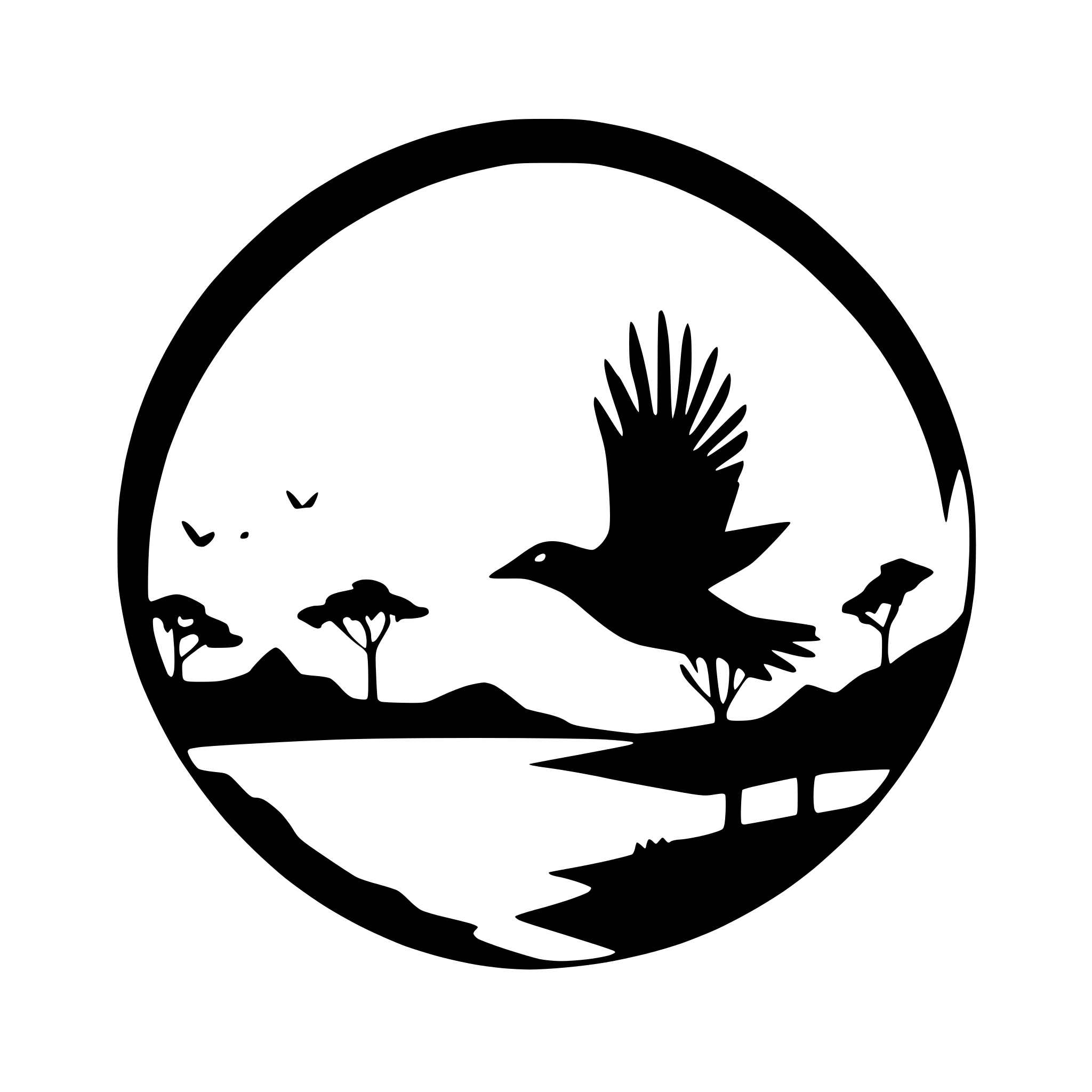 AI-generated SVG of a crow flying across a sunset