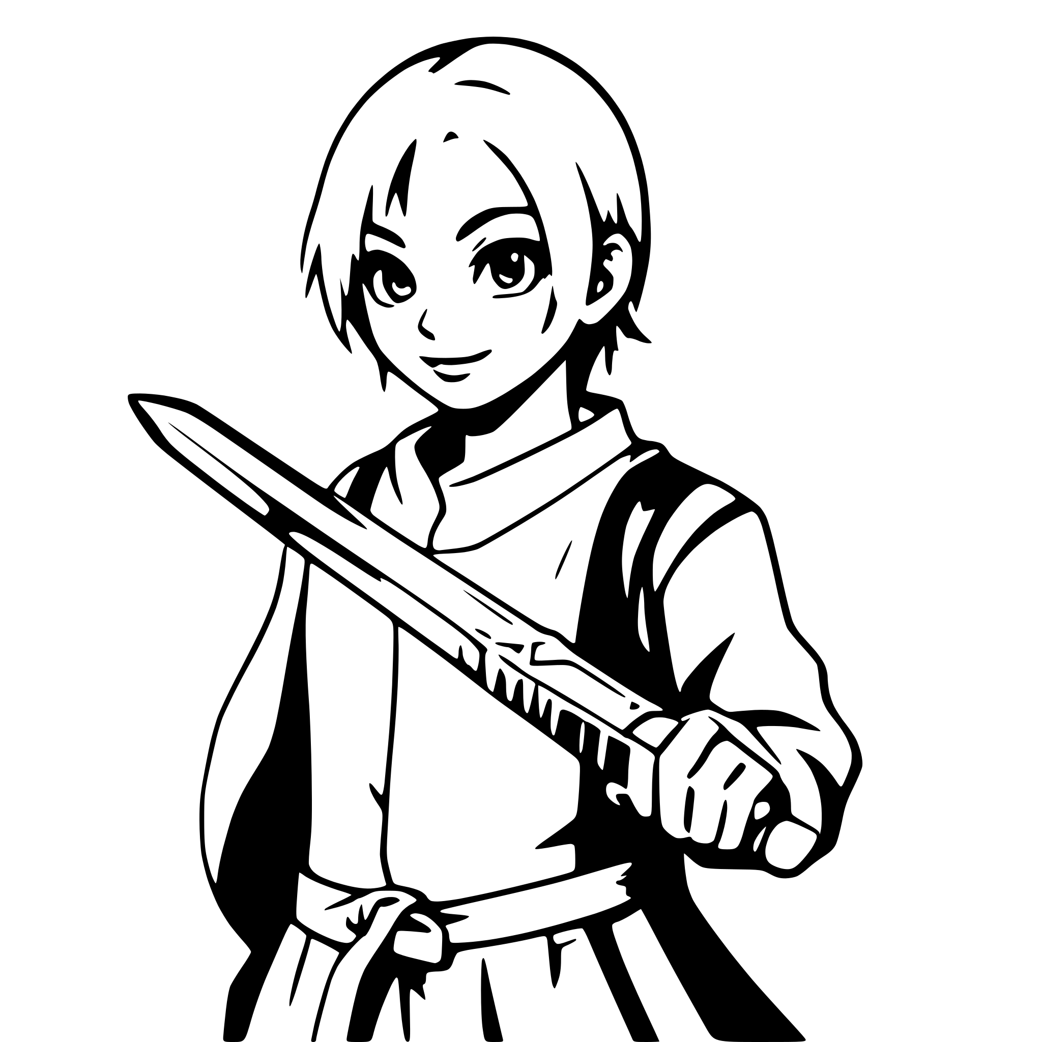 AI-generated SVG of 'boy with glowing sword'