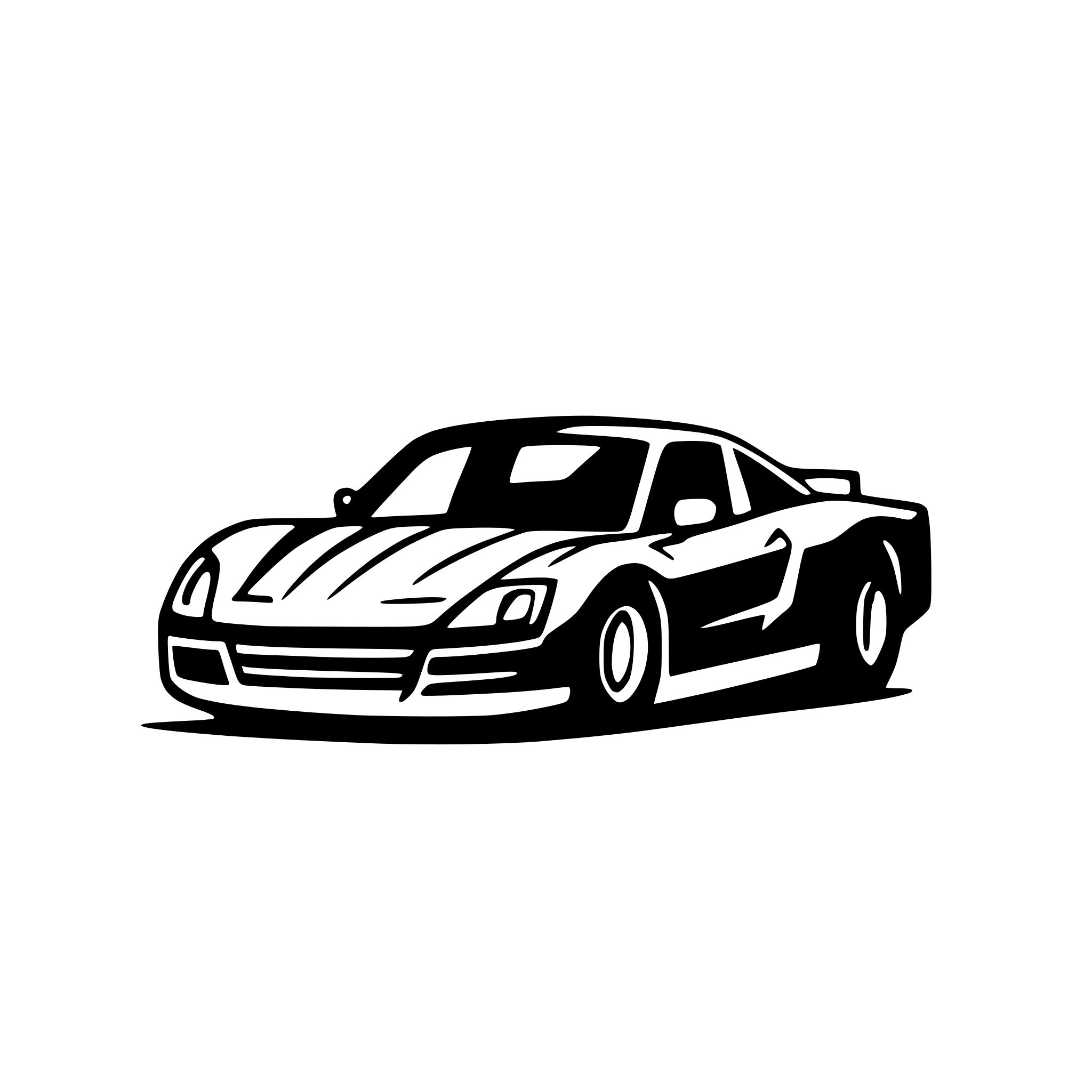 AI-generated SVG of a Simple silhouette of a cartoon race car side view, single color, no background, clean lines, inspired by lightning McQueen, Perfect for T-Shirt print