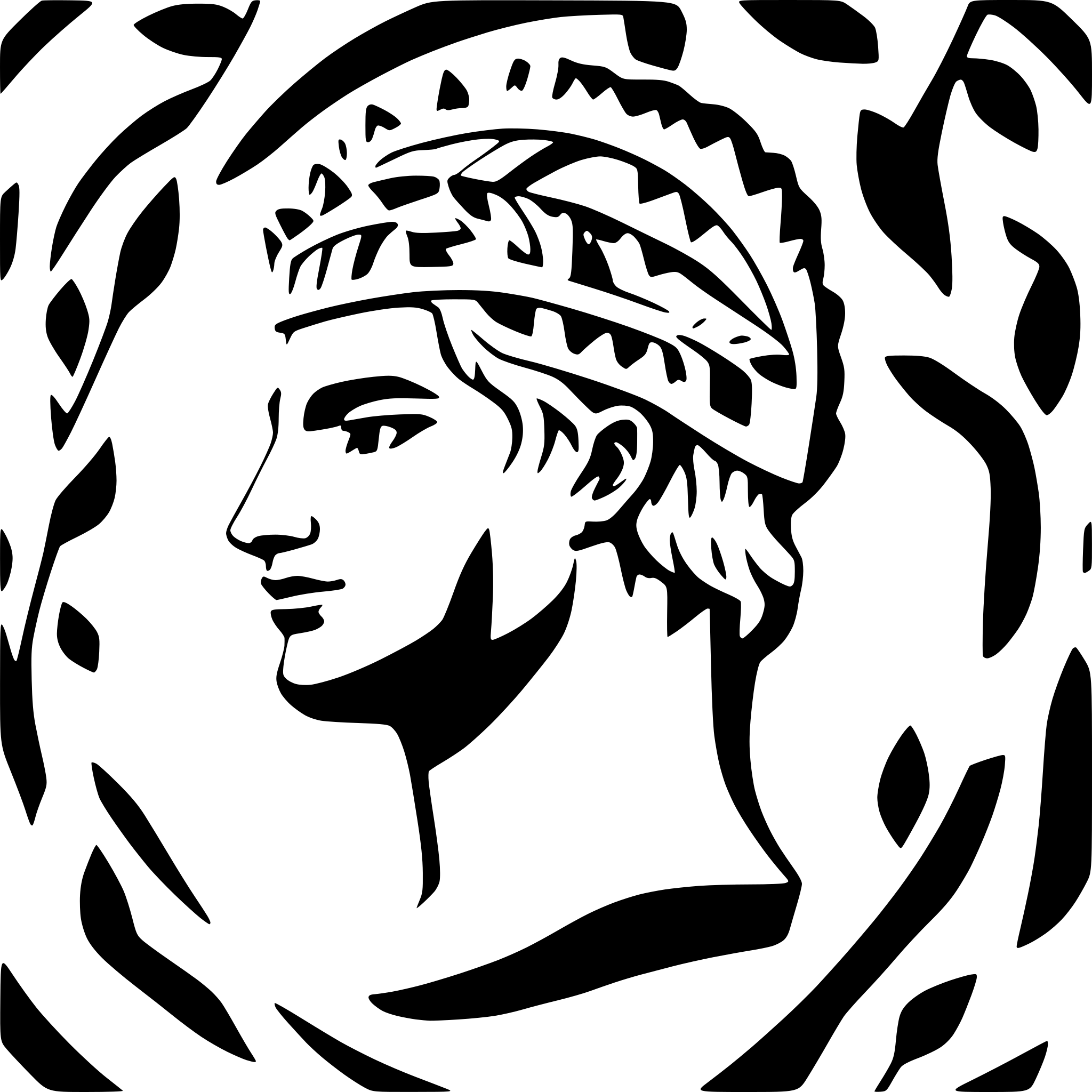 AI-generated SVG of a Ceasar like roman bust with a laurel head wreath in extremely minimal style with very few lines, shown from a 3/4 view and 2d format