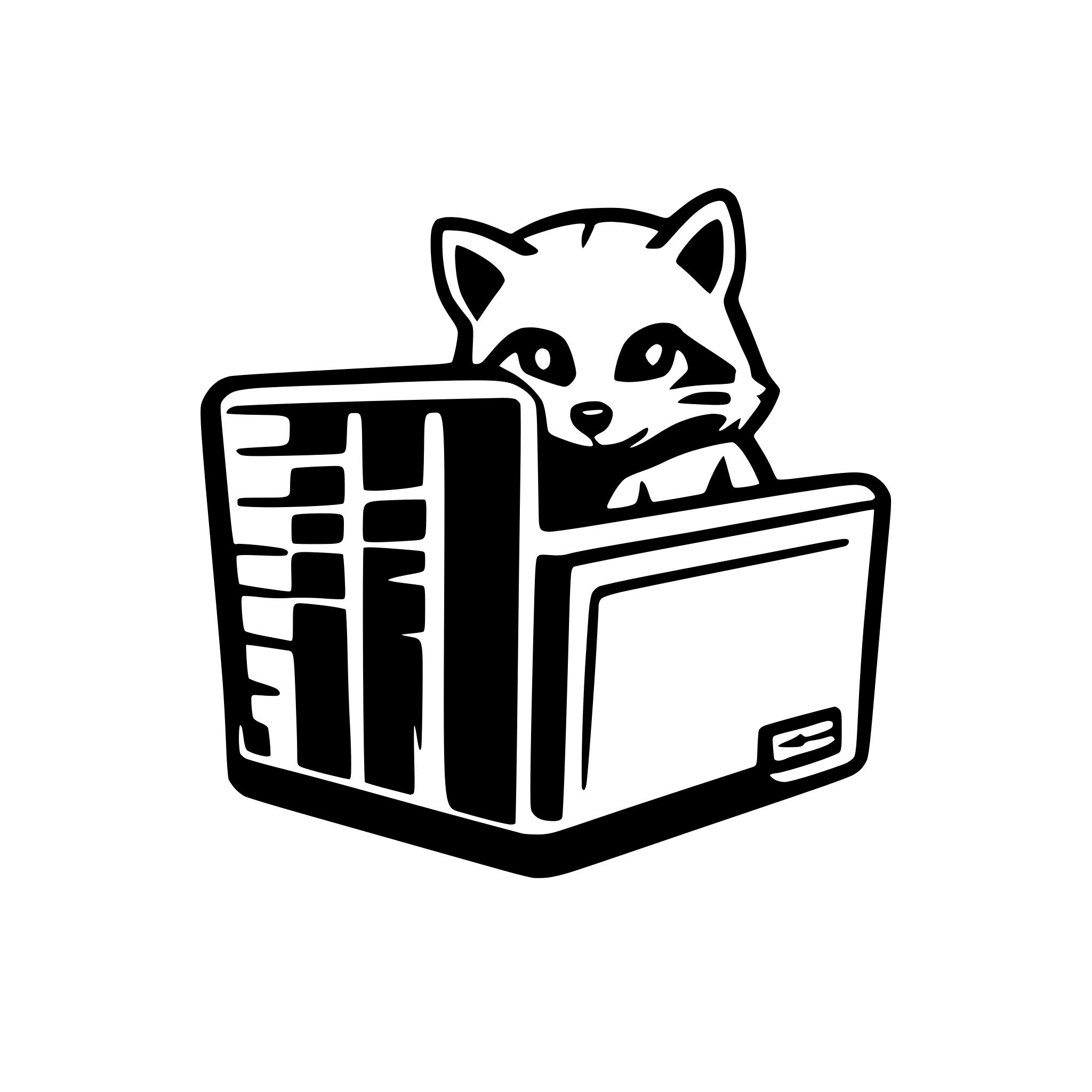AI-generated SVG of a vector logo of a raccoon inside a pc