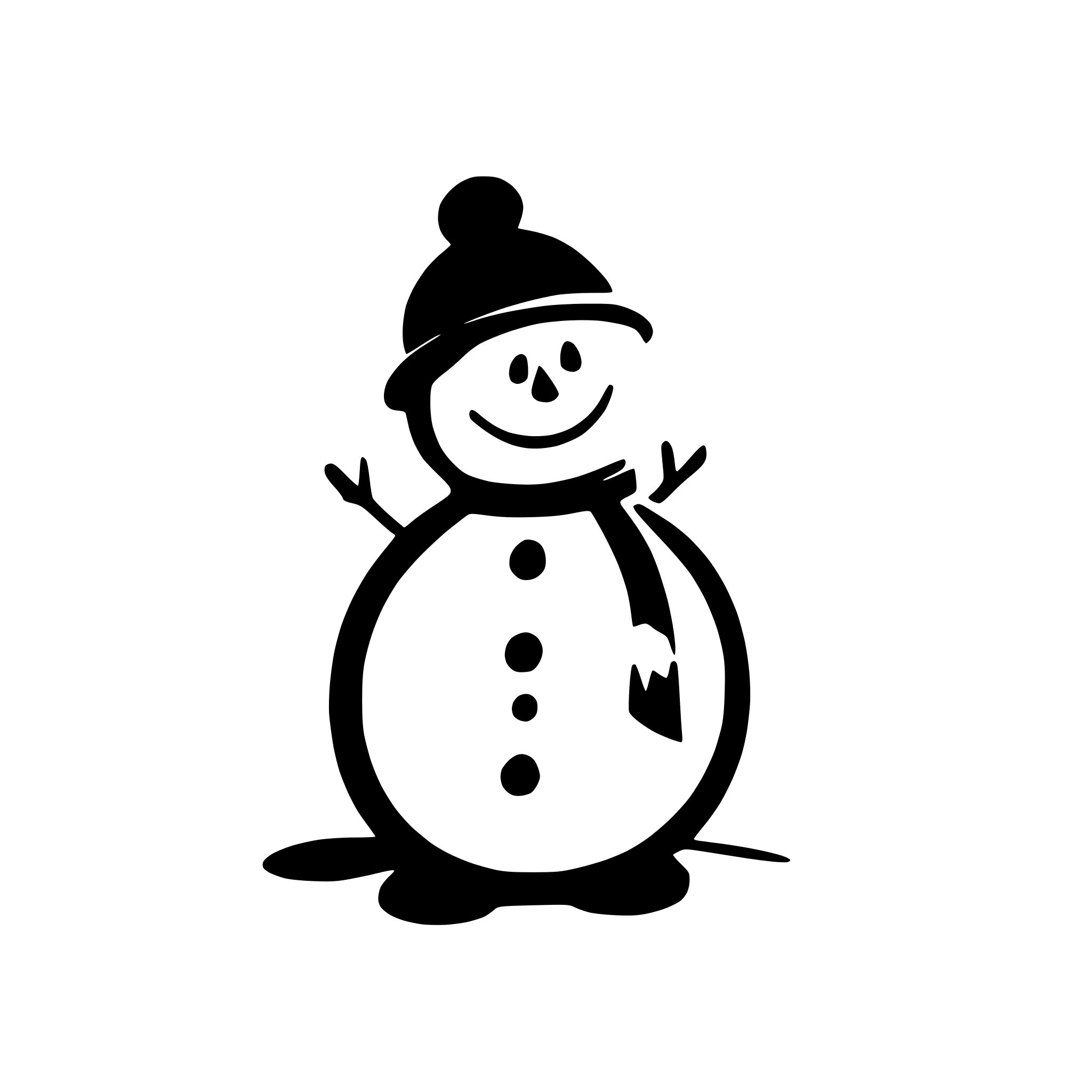 AI-generated SVG of a snowman with snowflakes around