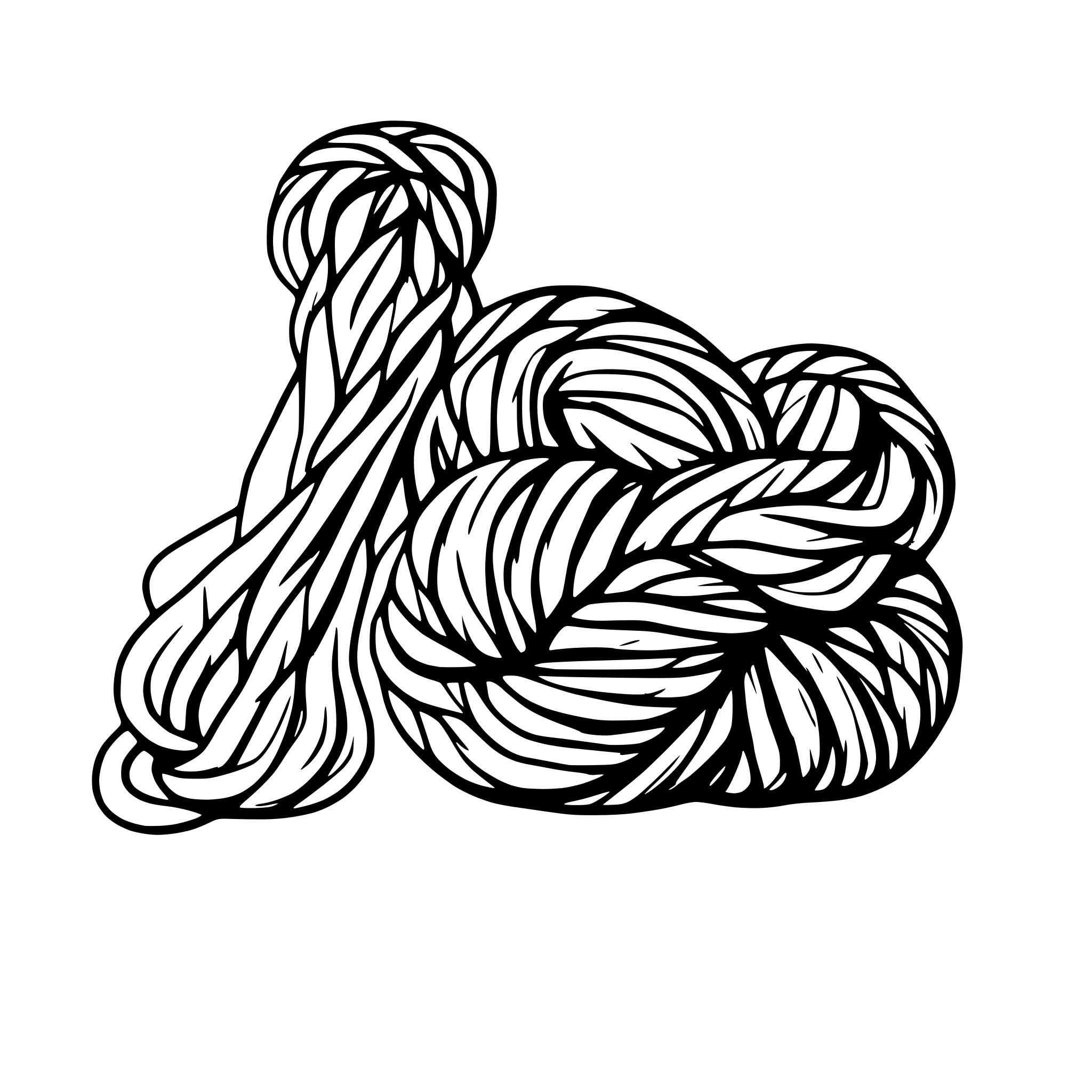 AI-generated SVG of a skein of yarn with single long end trailing downward AI-generated SVG of a skein of yarn with single long end trailing downward