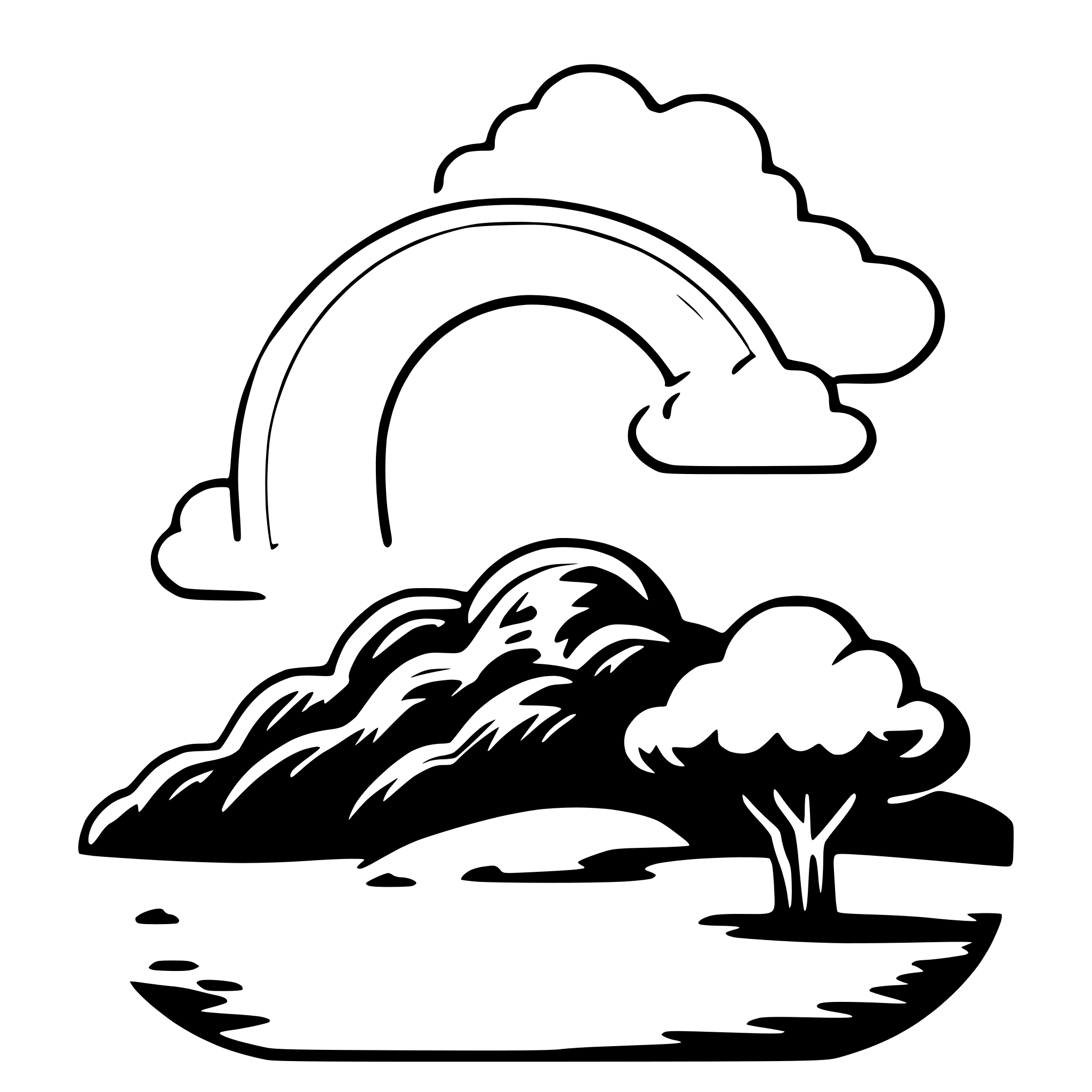 AI-generated SVG of a rainbow and clouds