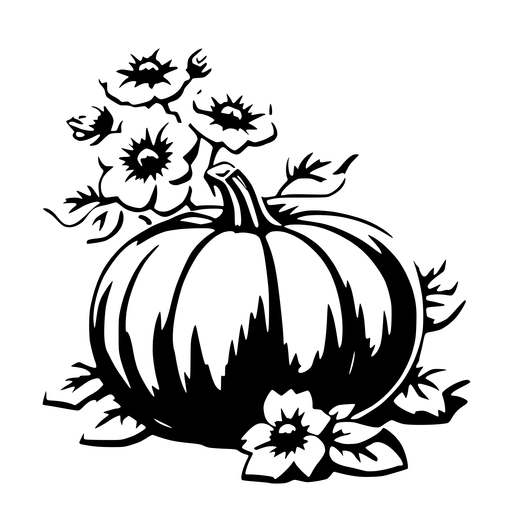 AI-generated SVG of 'pumpkin with flowers'