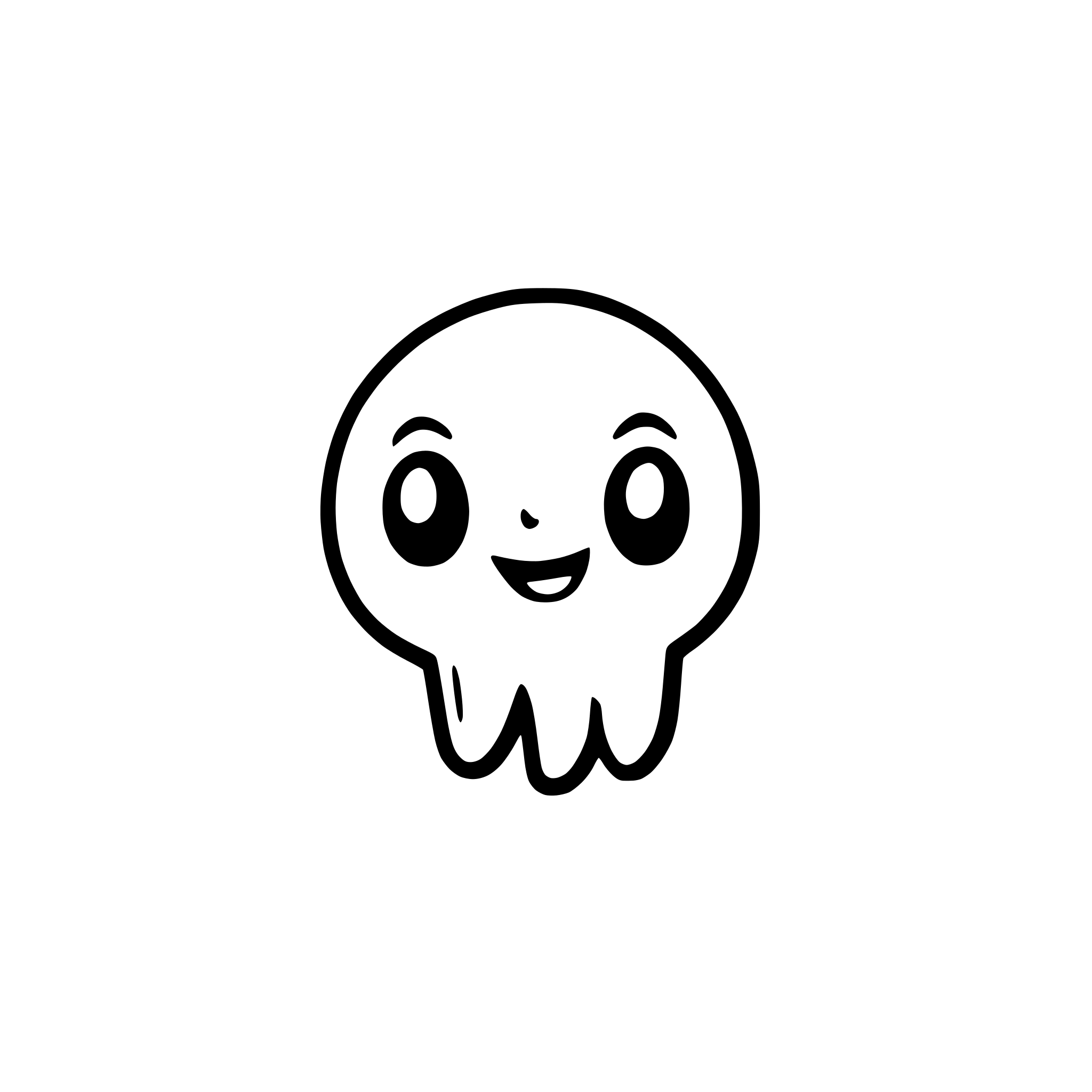 AI-generated SVG of a cutest simple kawaii ghost with no background, smile with a tooth, perfect as a web mascot, for animations and as a logo