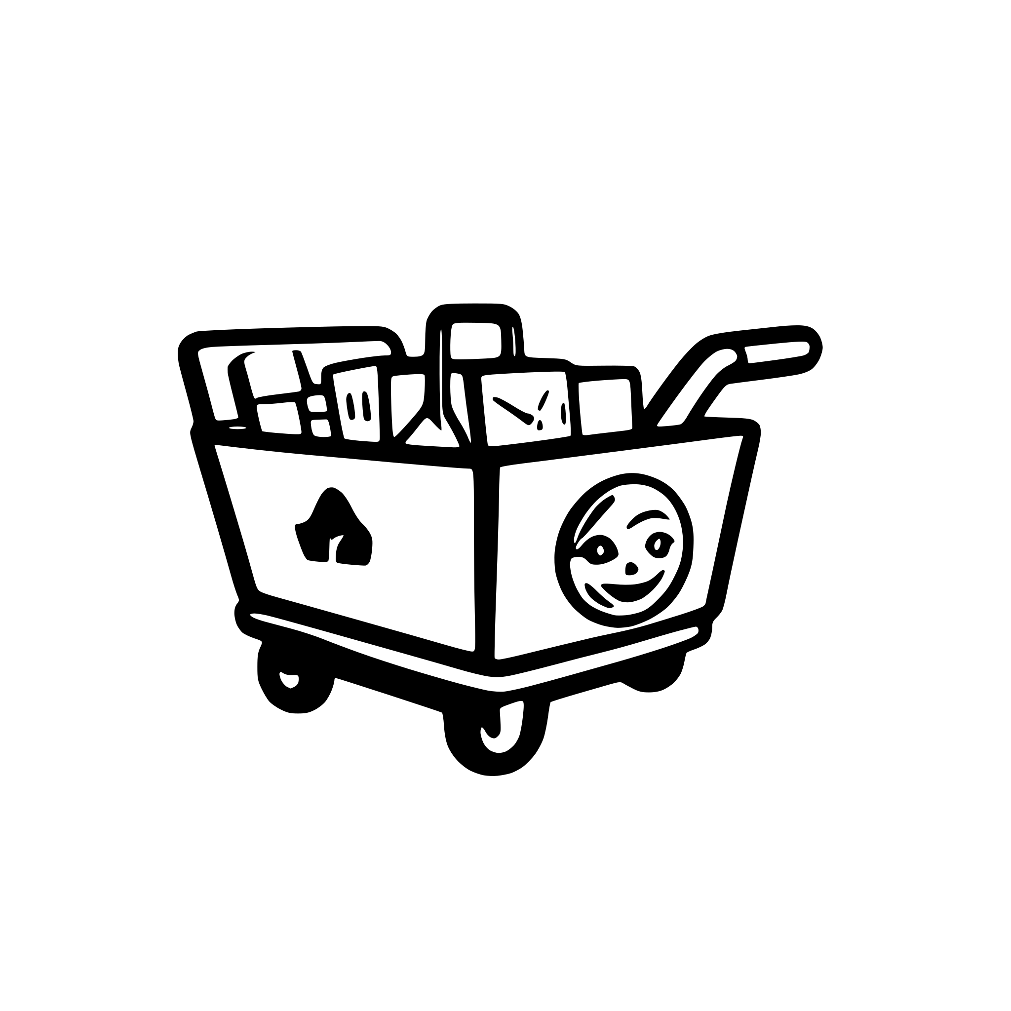 AI-generated SVG of a Create a minimalistic flat illustration showing an empty chat interface. Add: a trolley leaving the mine, above it a speech bubble with a smiley face inside, the faded text 