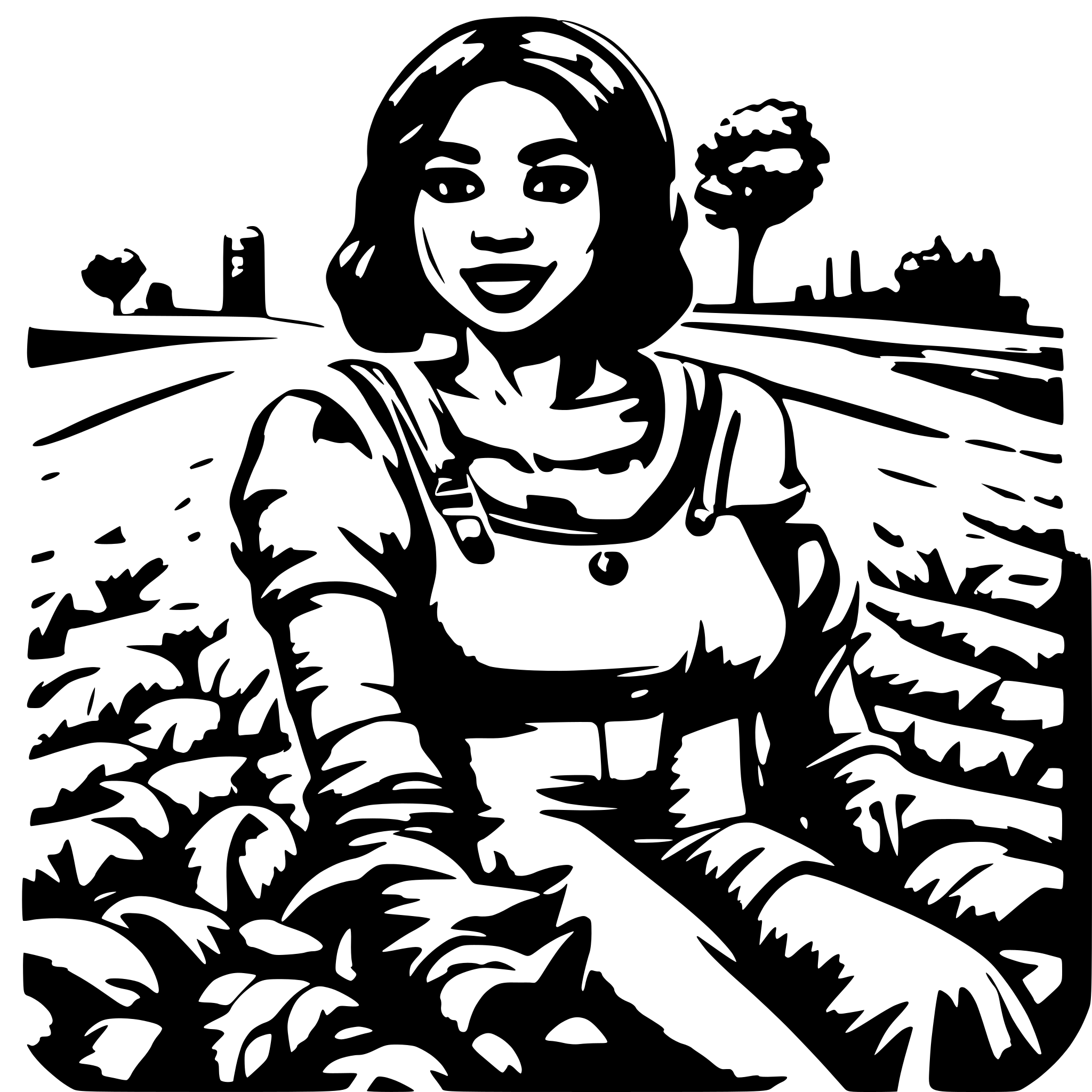 AI-generated SVG of 'farming and black girl. Crops'