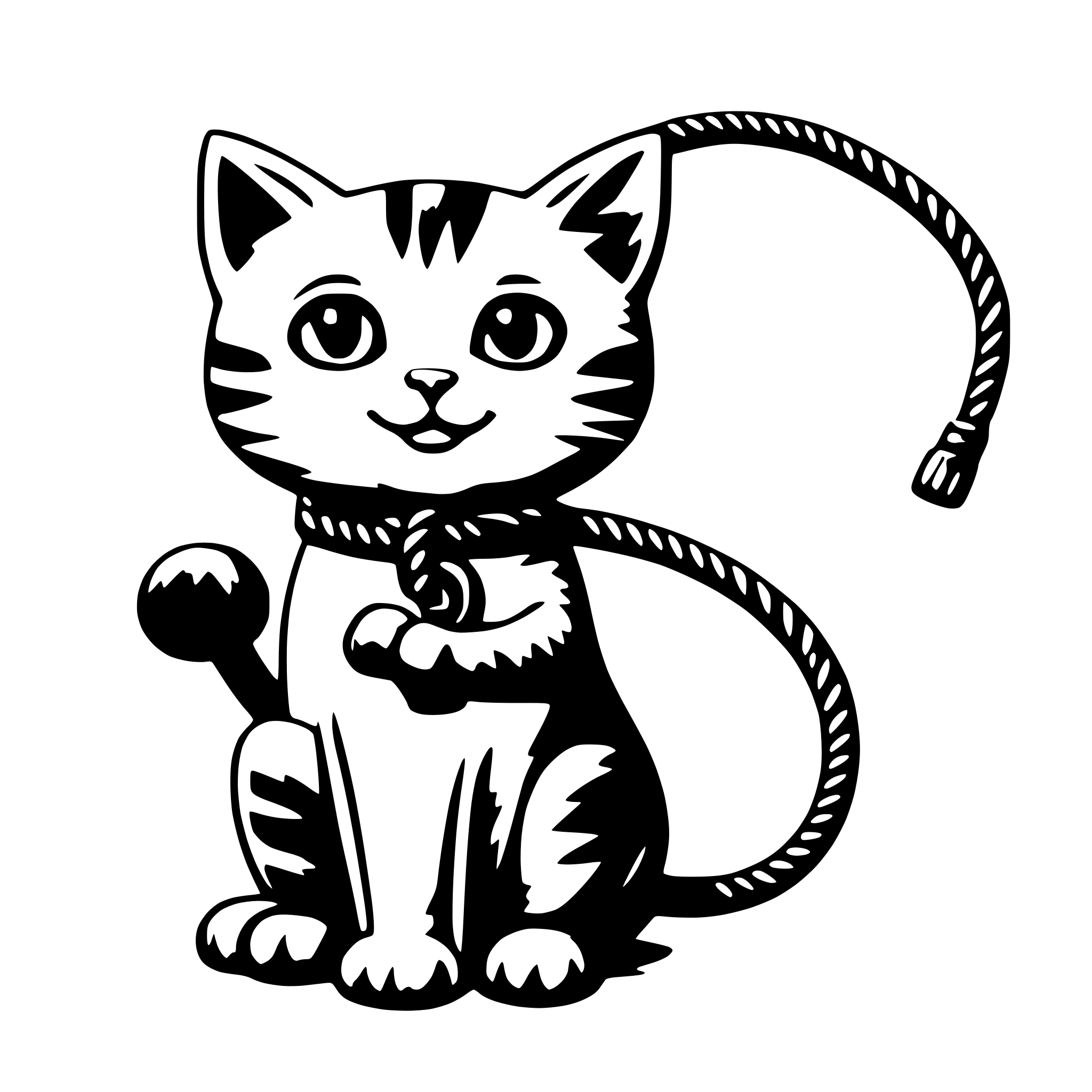 AI-generated SVG of 'a cute cat holding a rope'